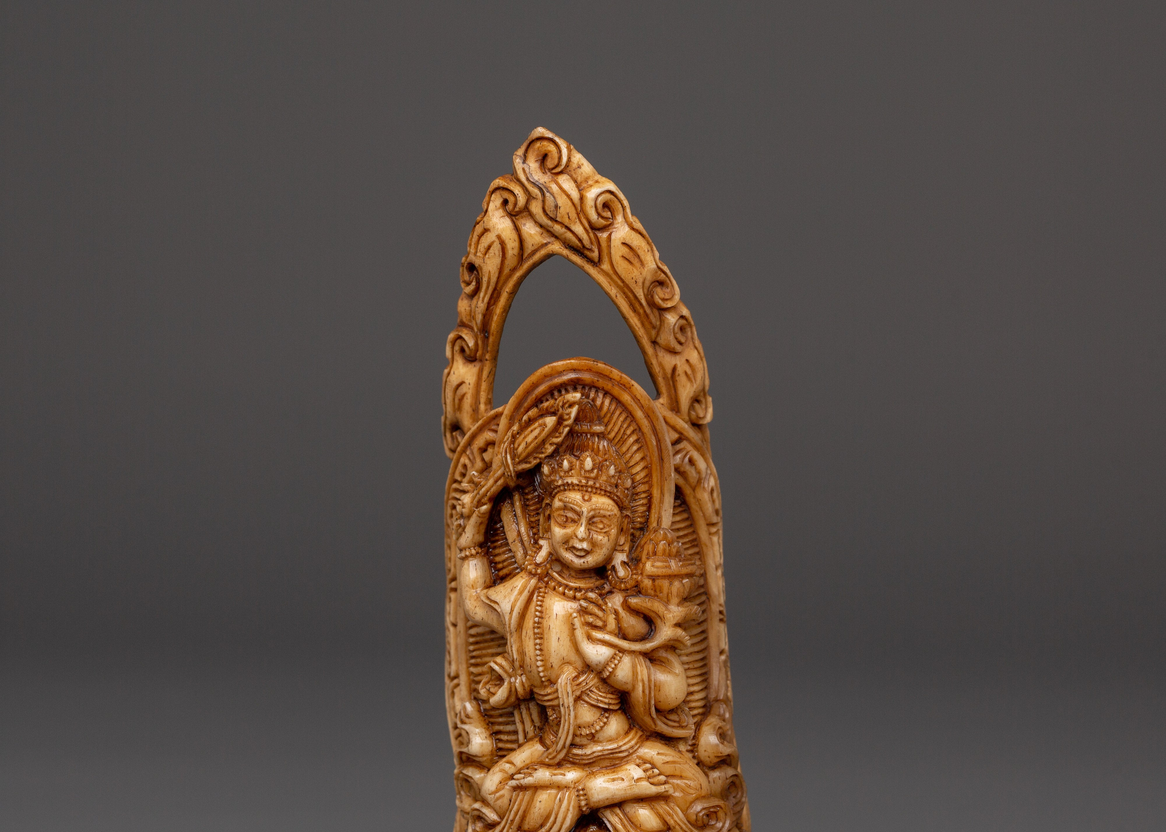 Himalayan Bone Carving Art | Handcrafted Yak Bone Deity Sculpture