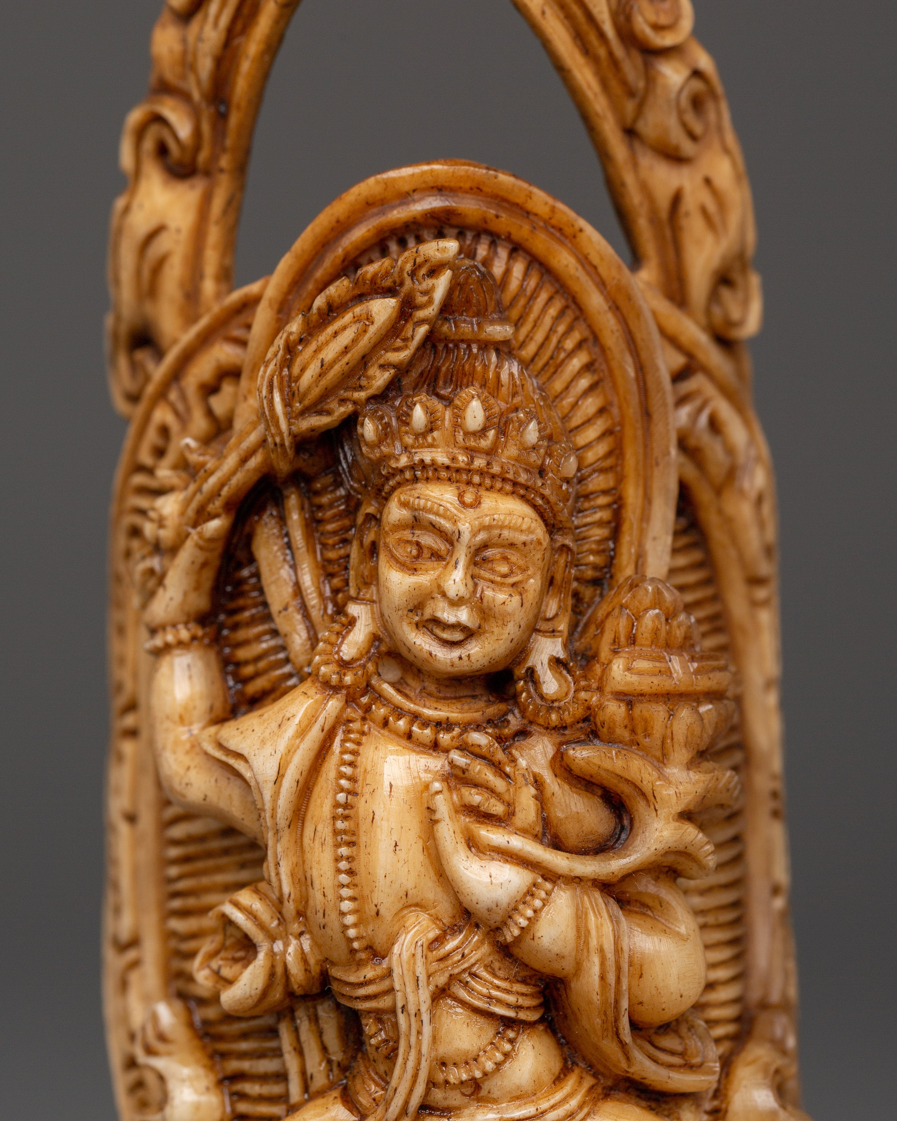 Himalayan Bone Carving Art | Handcrafted Yak Bone Deity Sculpture