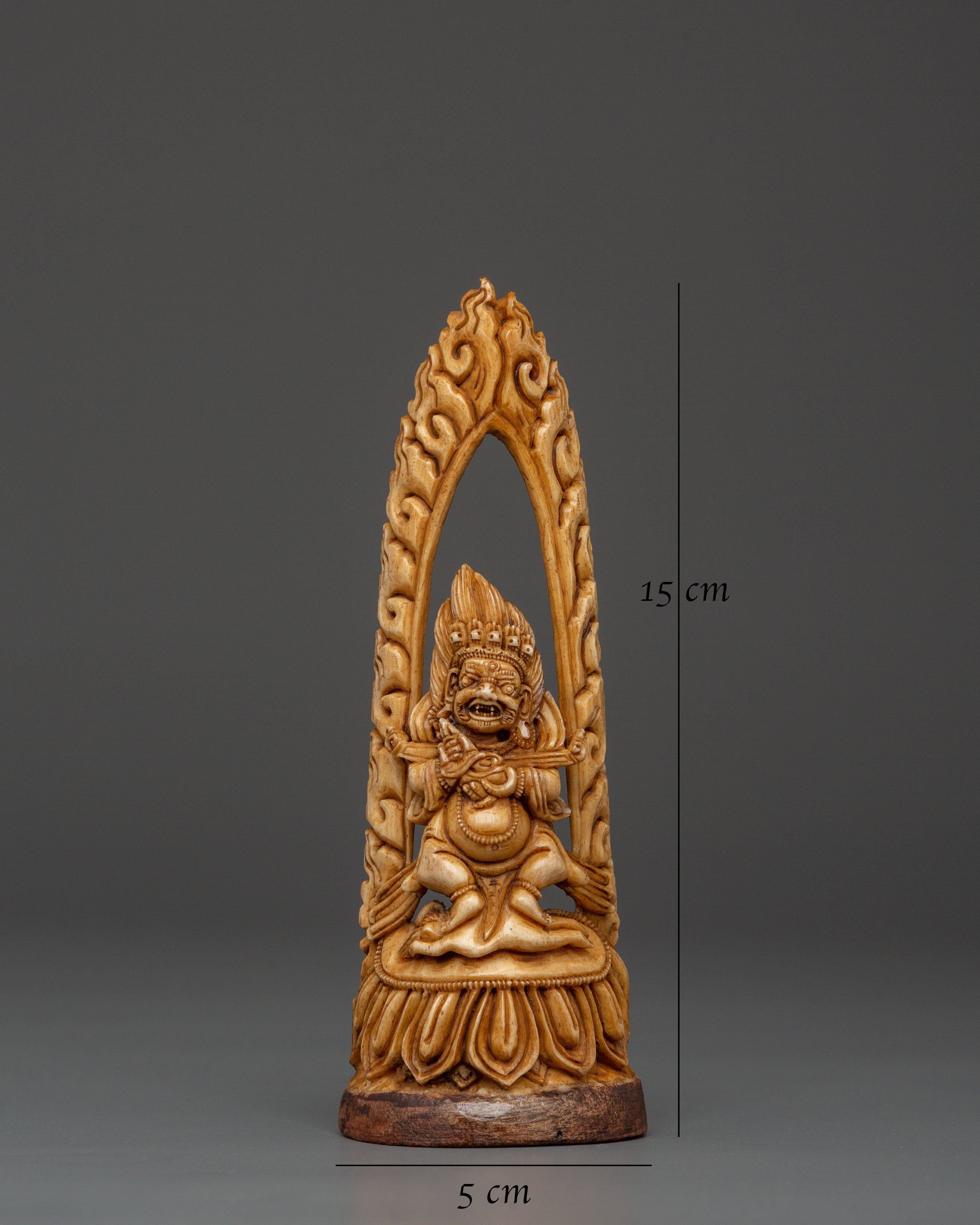 Wrathful Deity Bone Carving | Handcrafted Yak Bone Guardian Statue