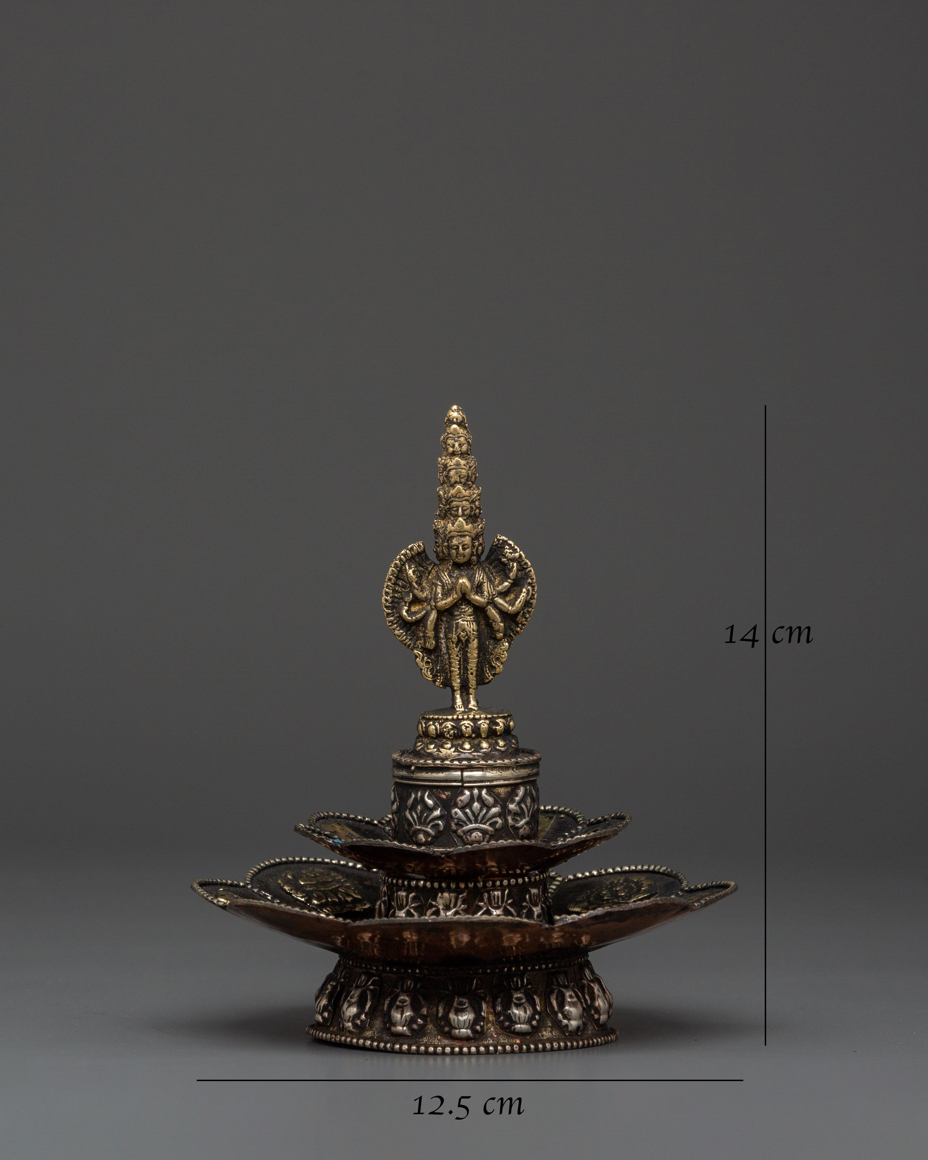 Avalokiteshvara Incense Holder | 1000-Armed Chenrezig Brass Stand