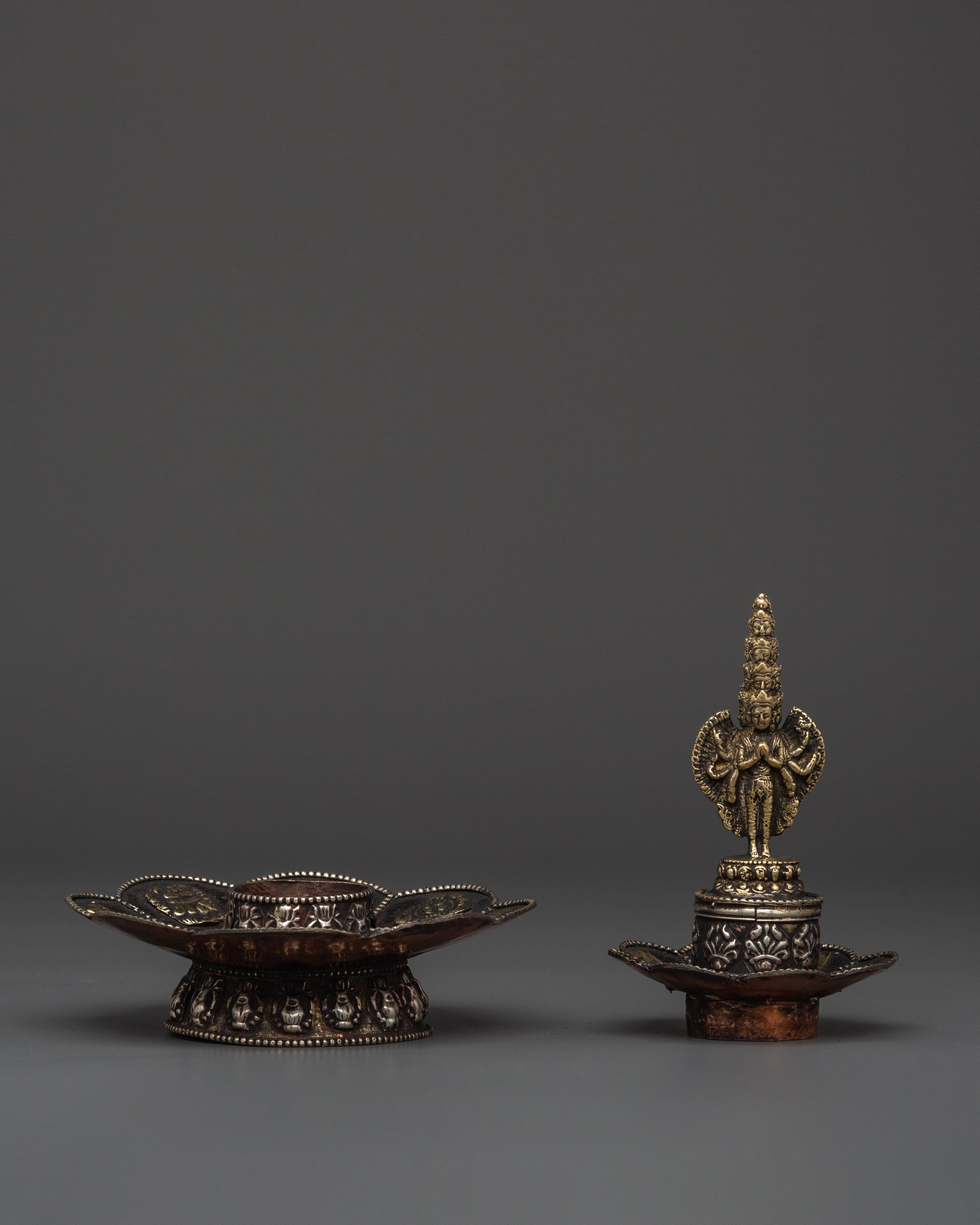 Avalokiteshvara Incense Holder | 1000-Armed Chenrezig Brass Stand