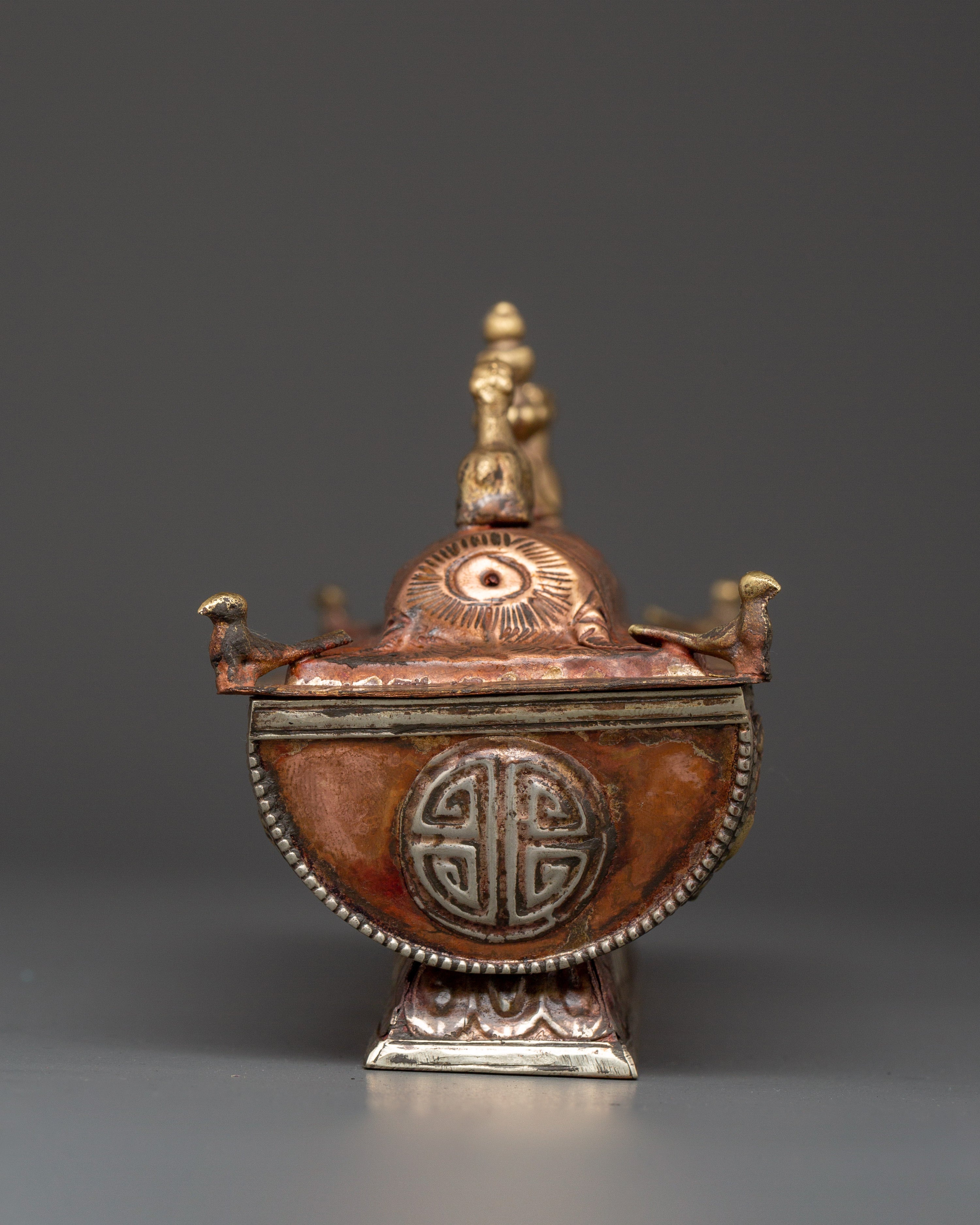 Tibetan Incense Burner with Auspicious Symbols | Brass & Copper