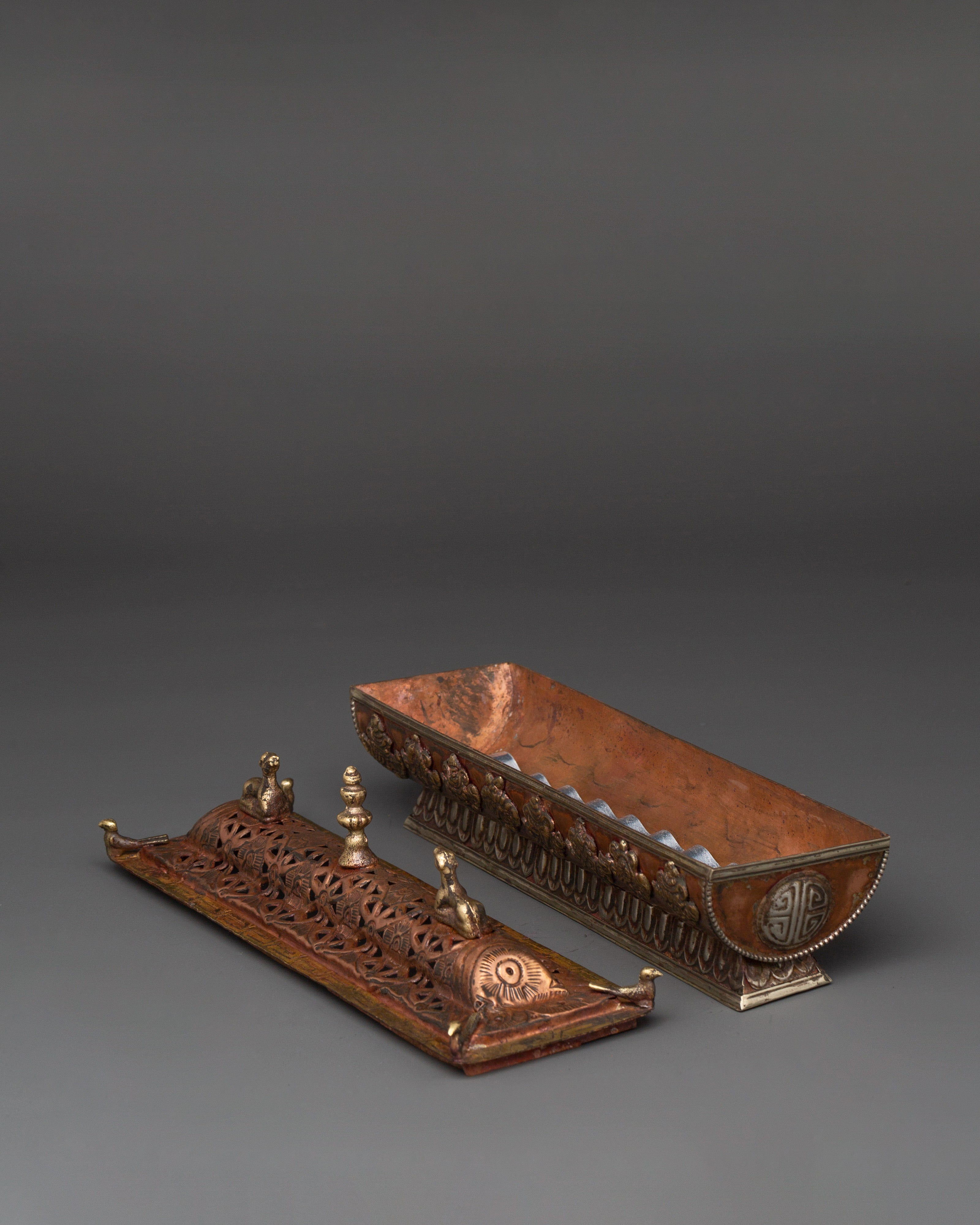 Tibetan Incense Burner with Auspicious Symbols | Brass & Copper