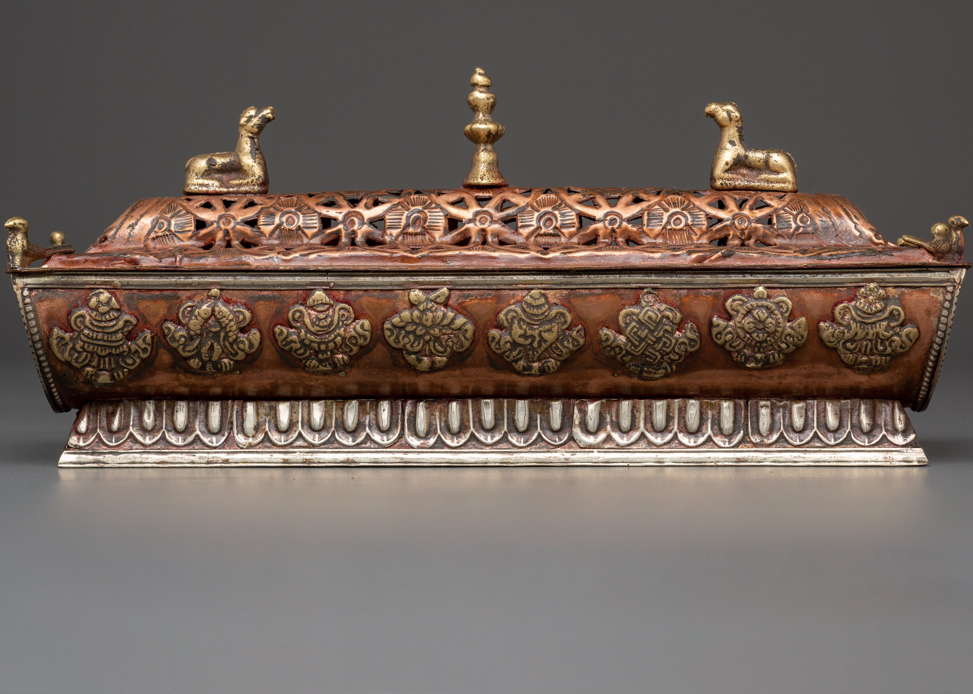 Tibetan Incense Burner with Auspicious Symbols | Brass & Copper