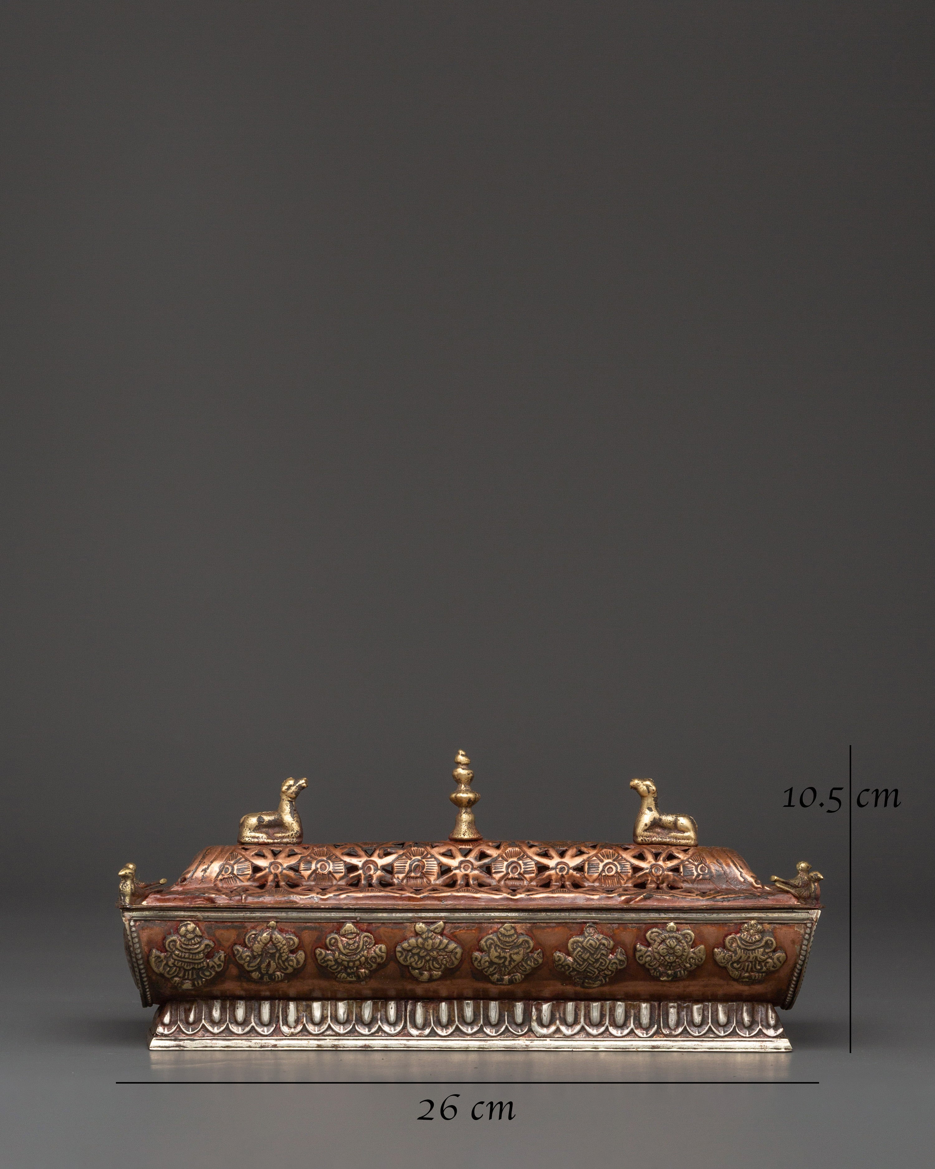 Tibetan Incense Burner with Auspicious Symbols | Brass & Copper