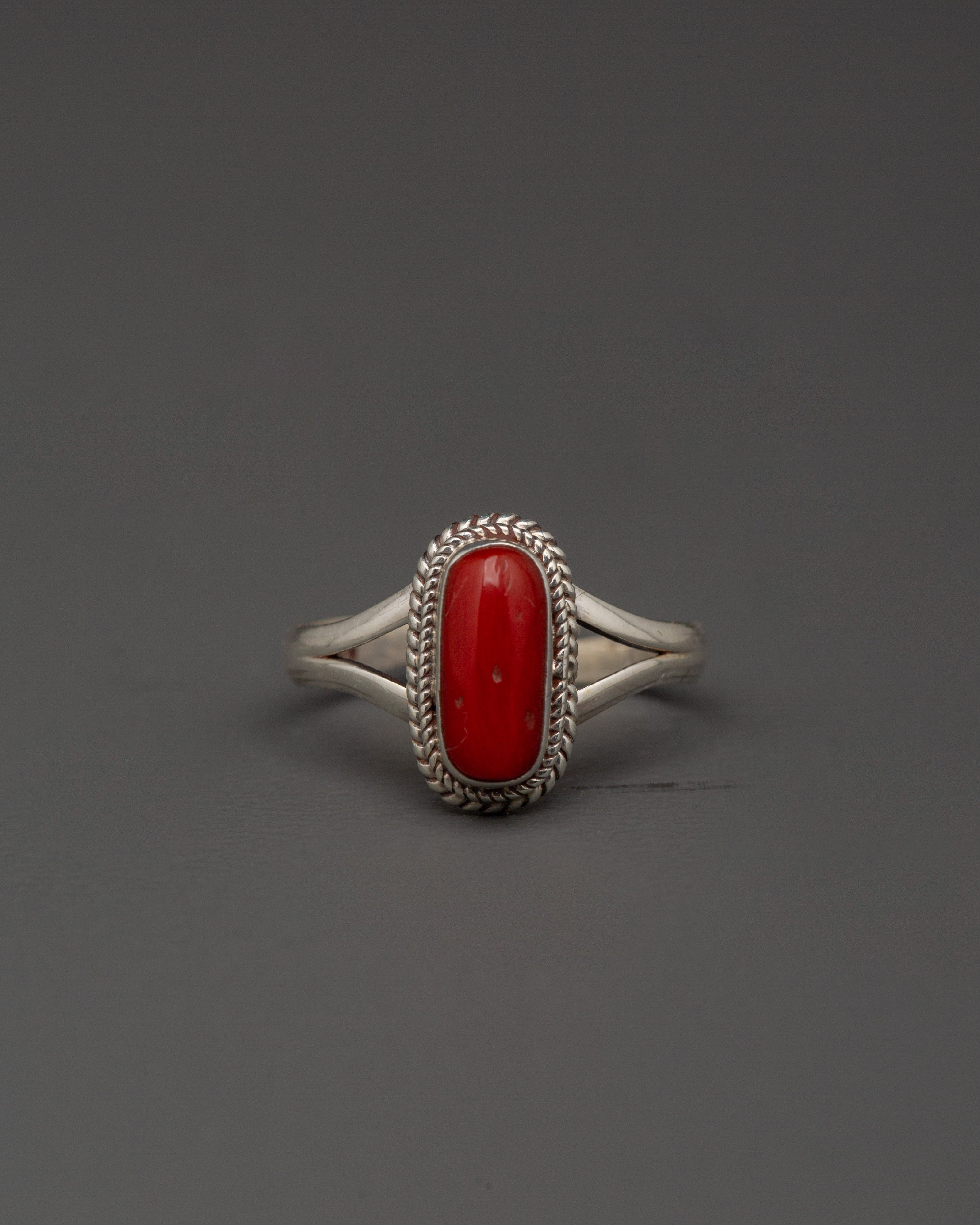 Handcrafted Red Stone Jewelry Set | Silver Ring, Earring, and Locket