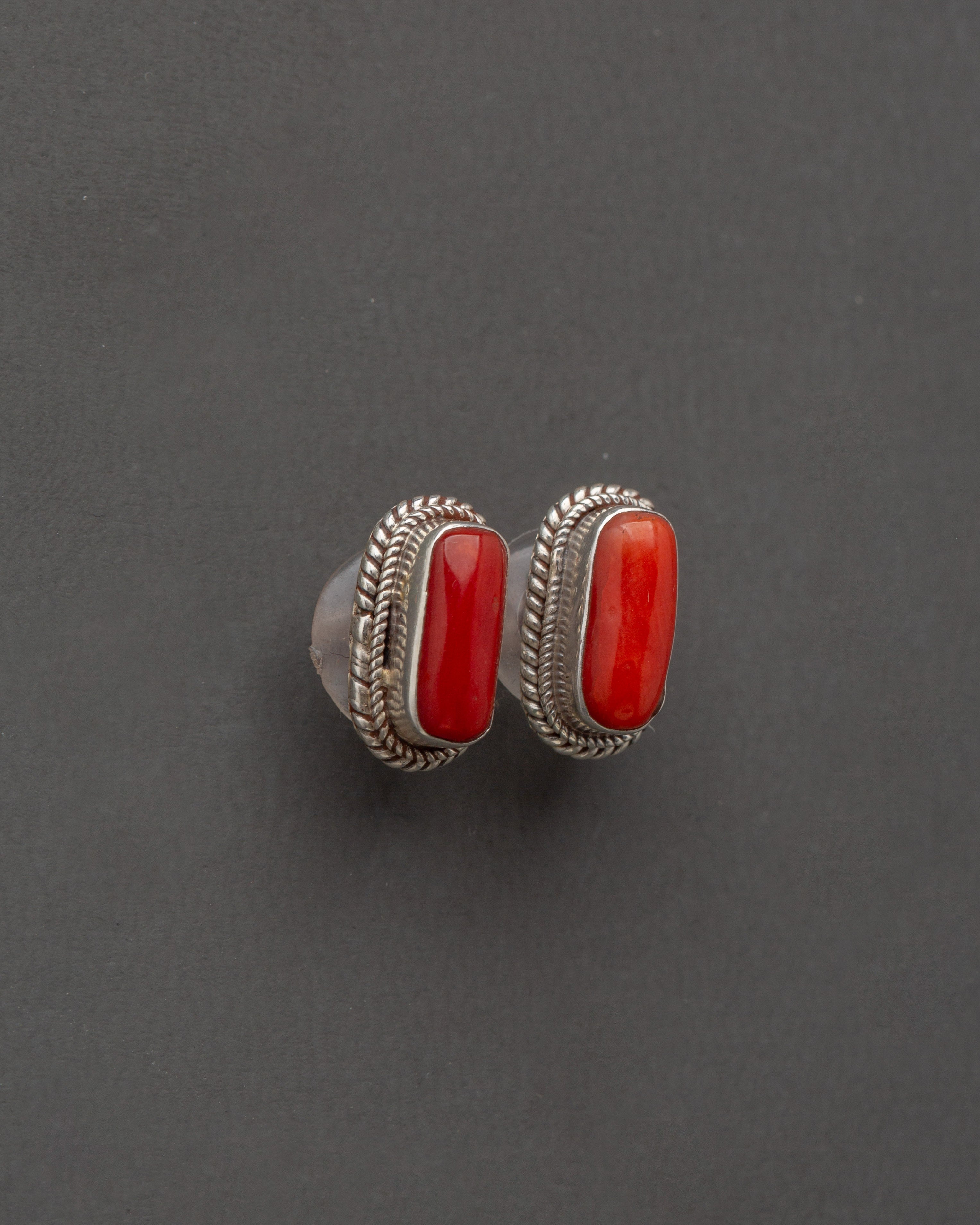 Handcrafted Red Stone Jewelry Set | Silver Ring, Earring, and Locket
