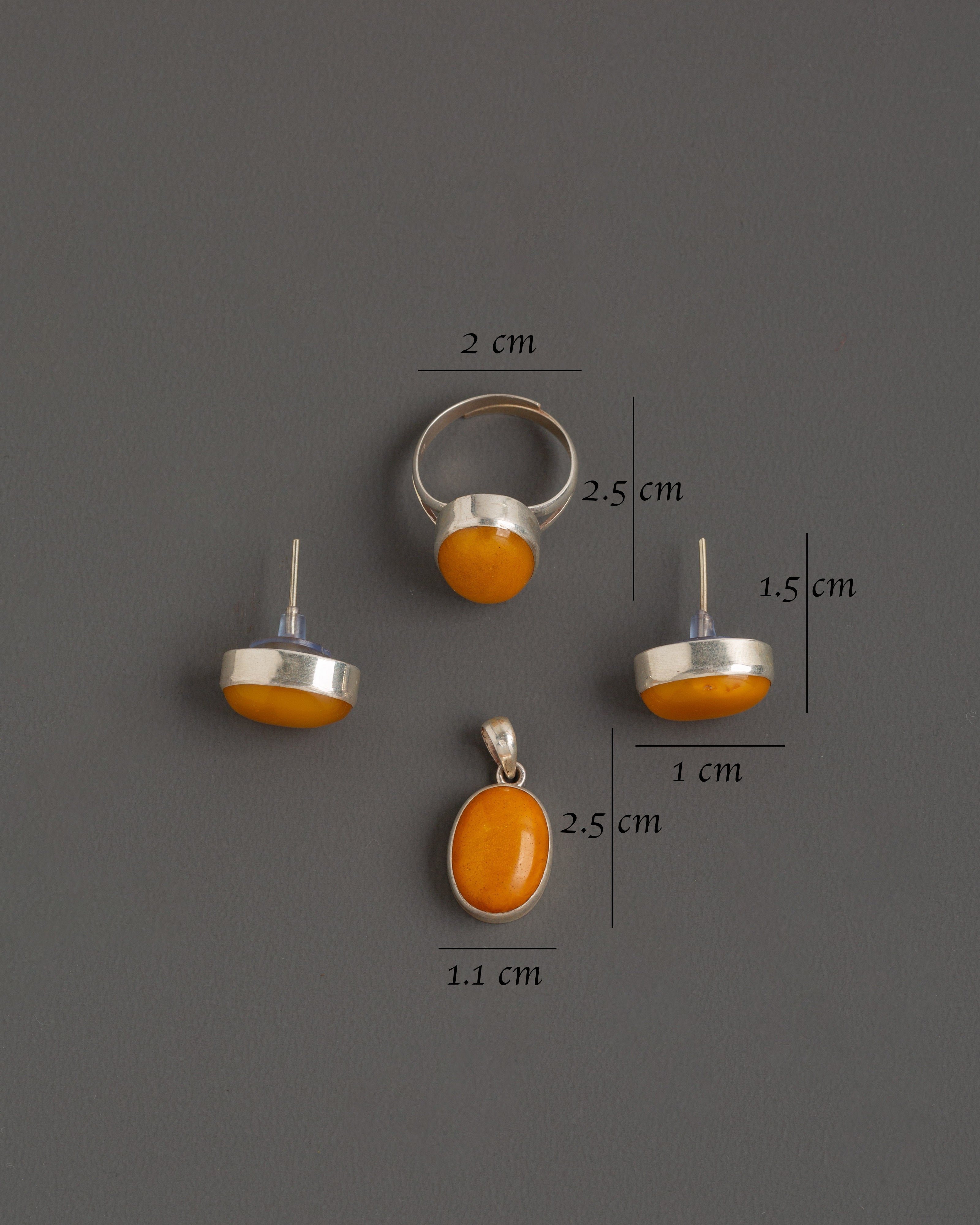 Silver Jewelry Set |  Earring, Locket, and Ring With Stone
