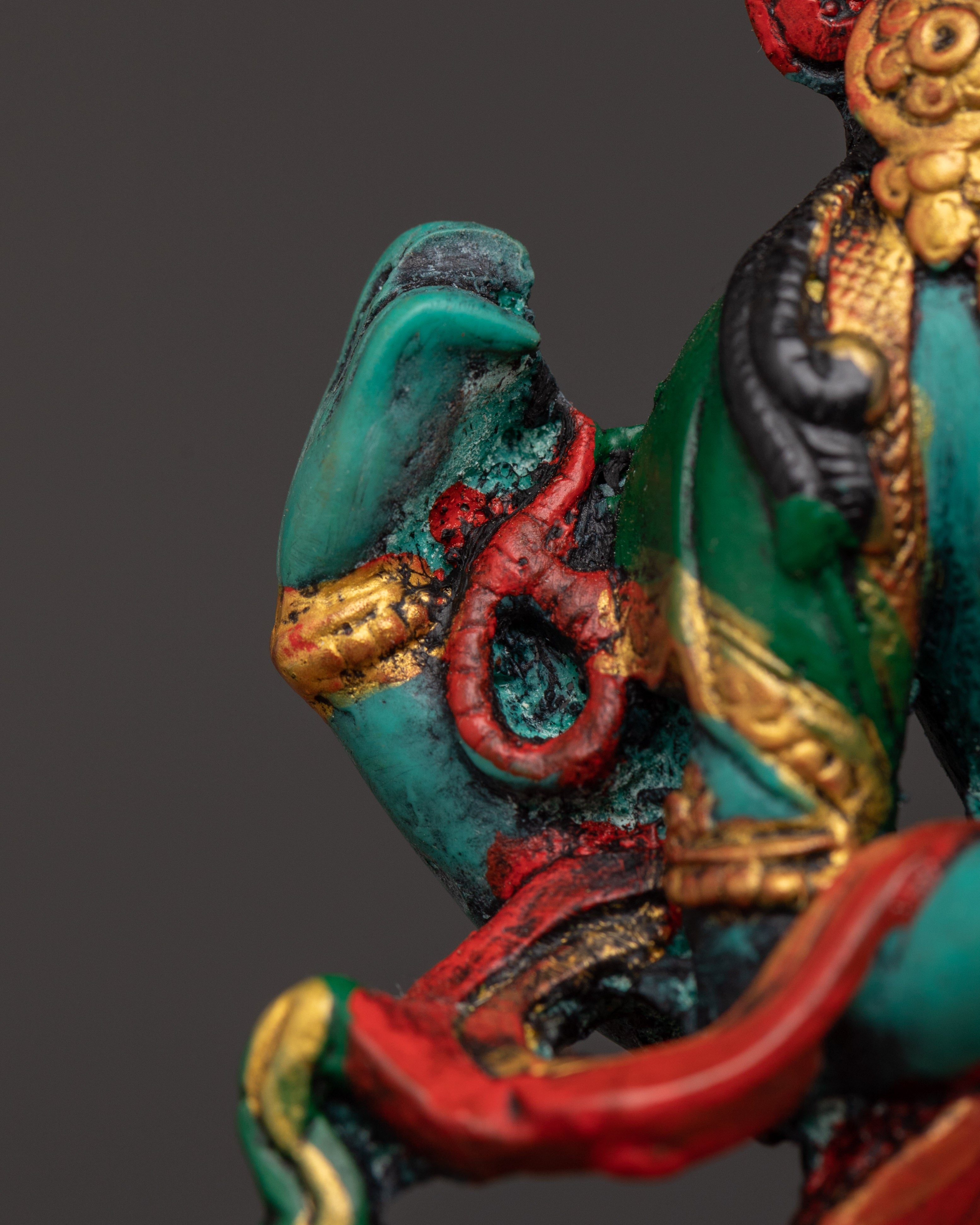 Four Armed Chenrezig with Halo and Throne Base | Tibetan Compassion Deity Sculpture