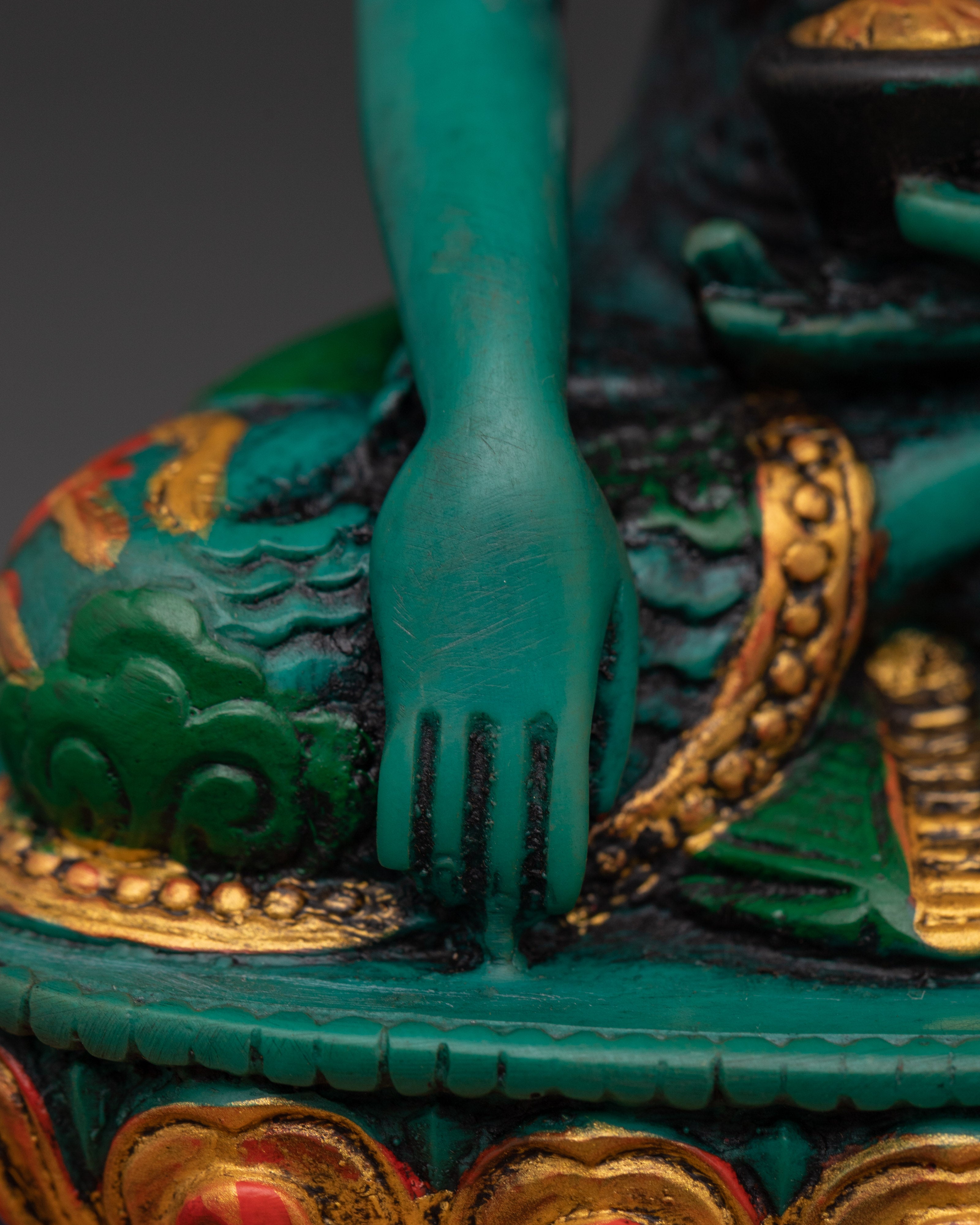 Shakyamuni Buddha Statue on Beautiful Throne | Handcrafted Sacred Sculpture