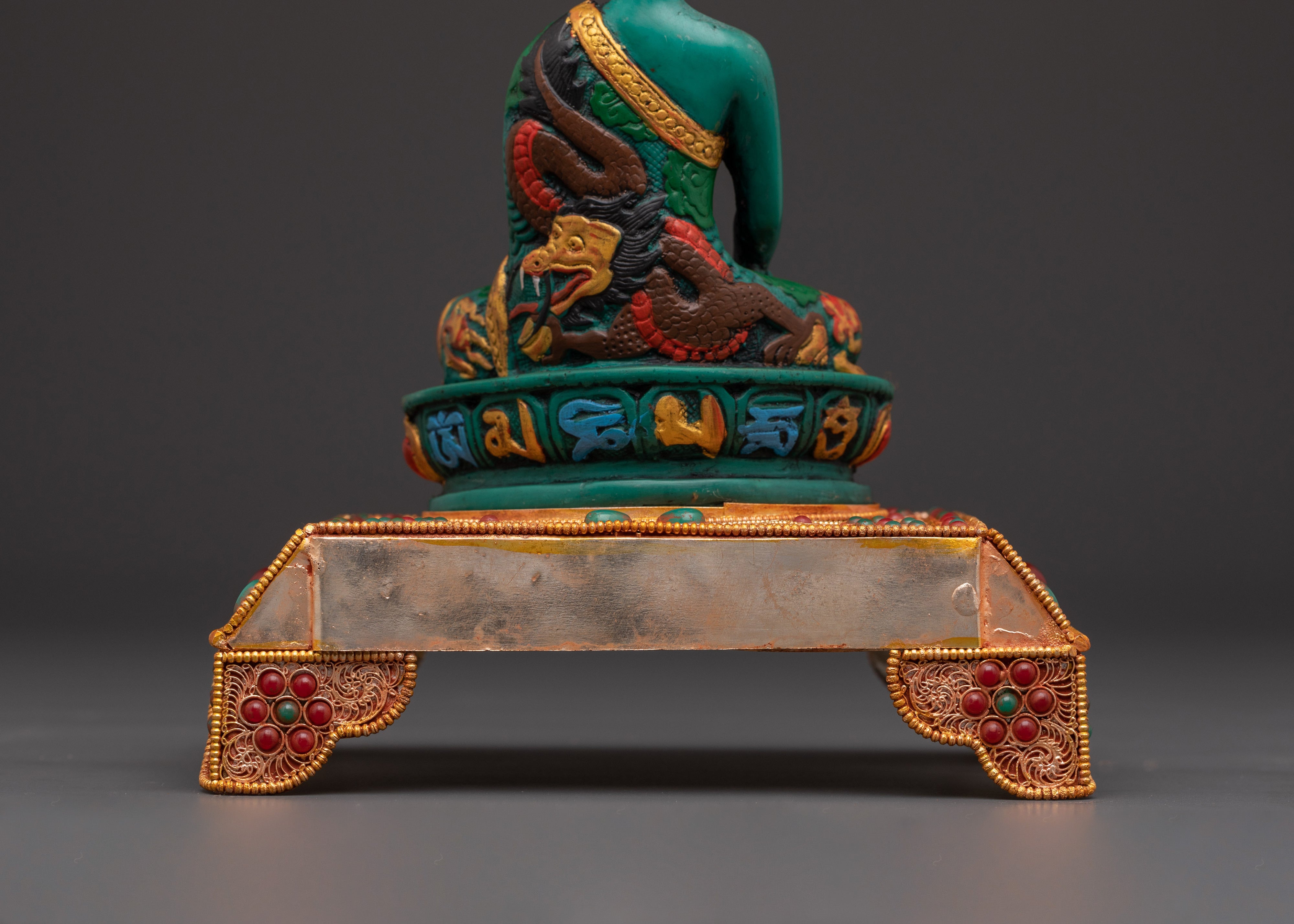 Shakyamuni Buddha Statue on Beautiful Throne | Handcrafted Sacred Sculpture