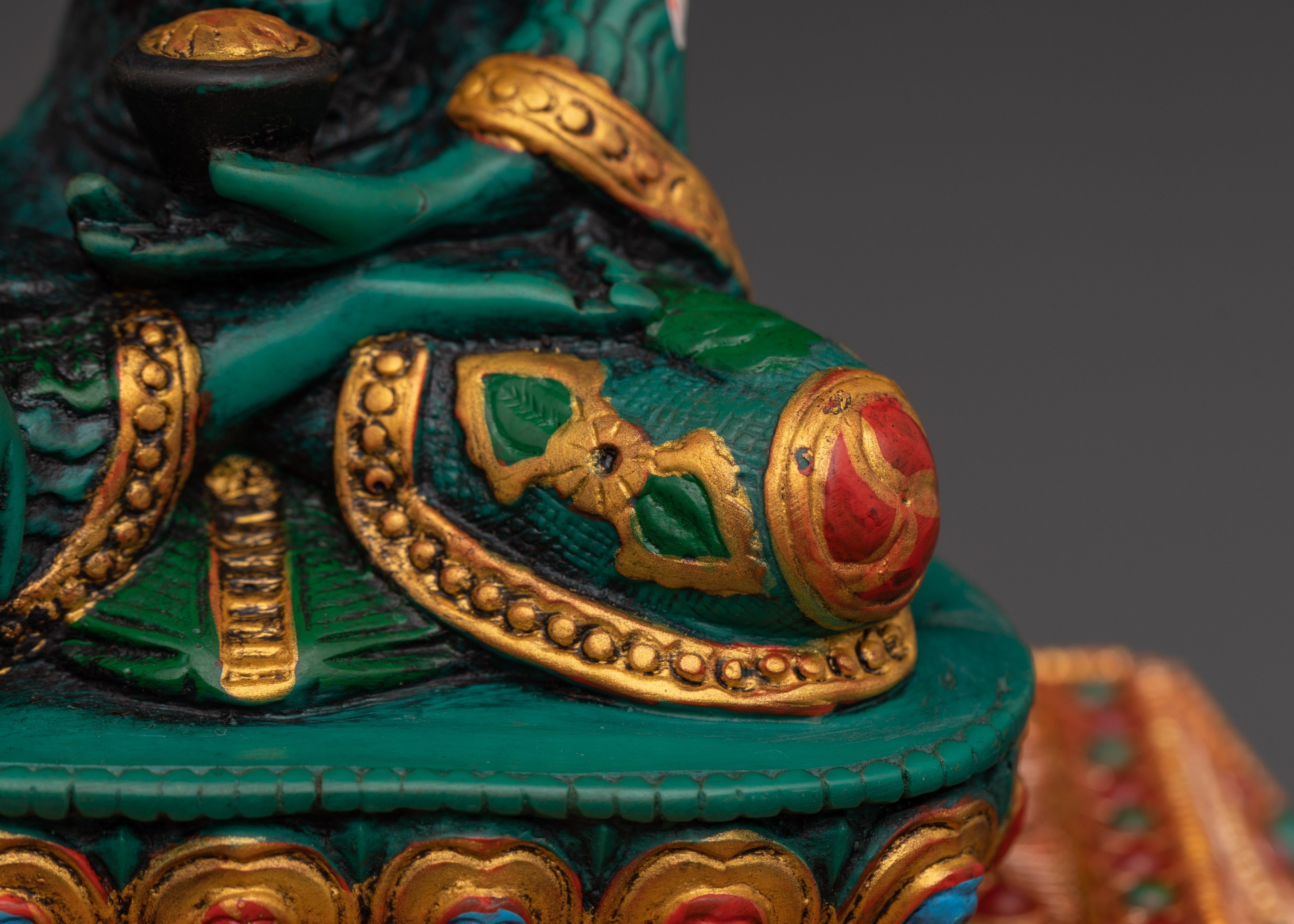 Shakyamuni Buddha Statue on Beautiful Throne | Handcrafted Sacred Sculpture