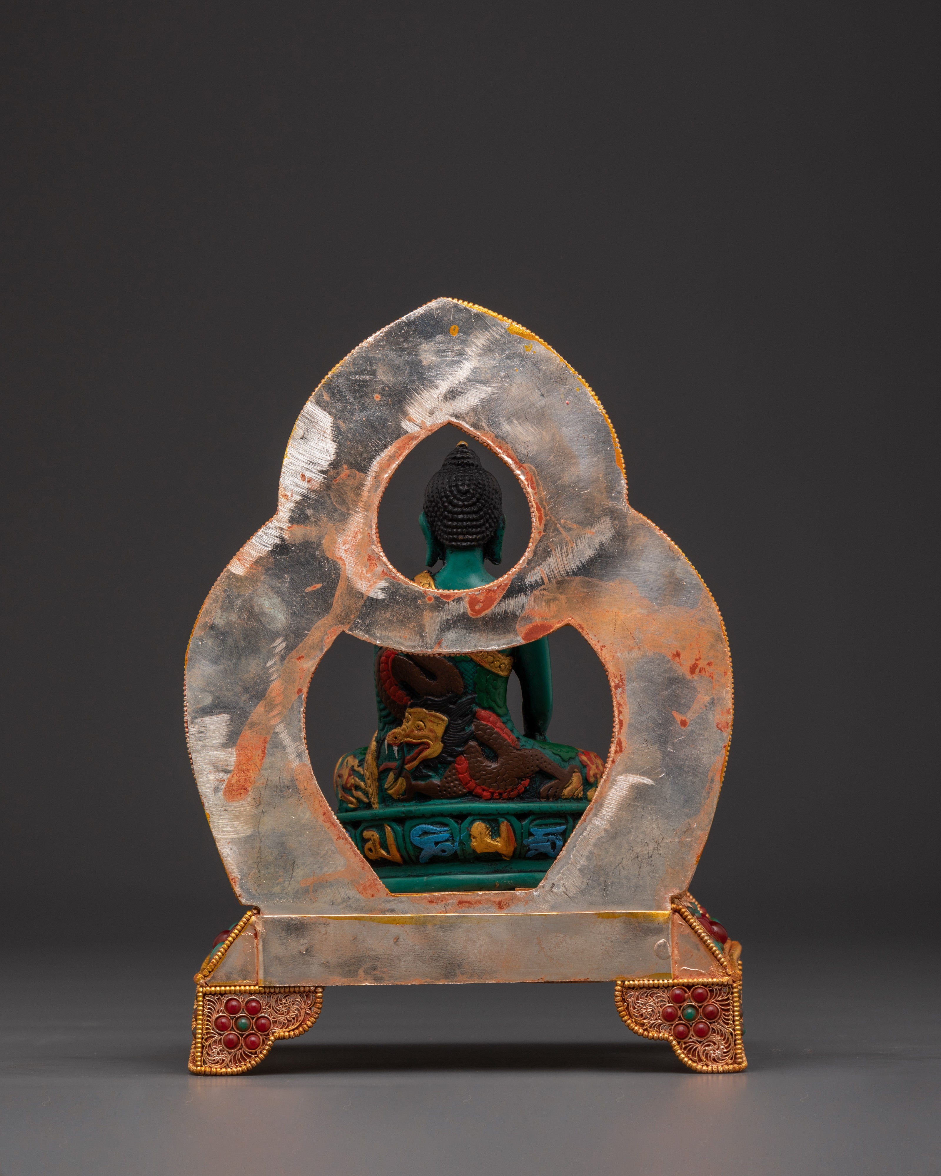 Shakyamuni Buddha Statue on Beautiful Throne | Handcrafted Sacred Sculpture