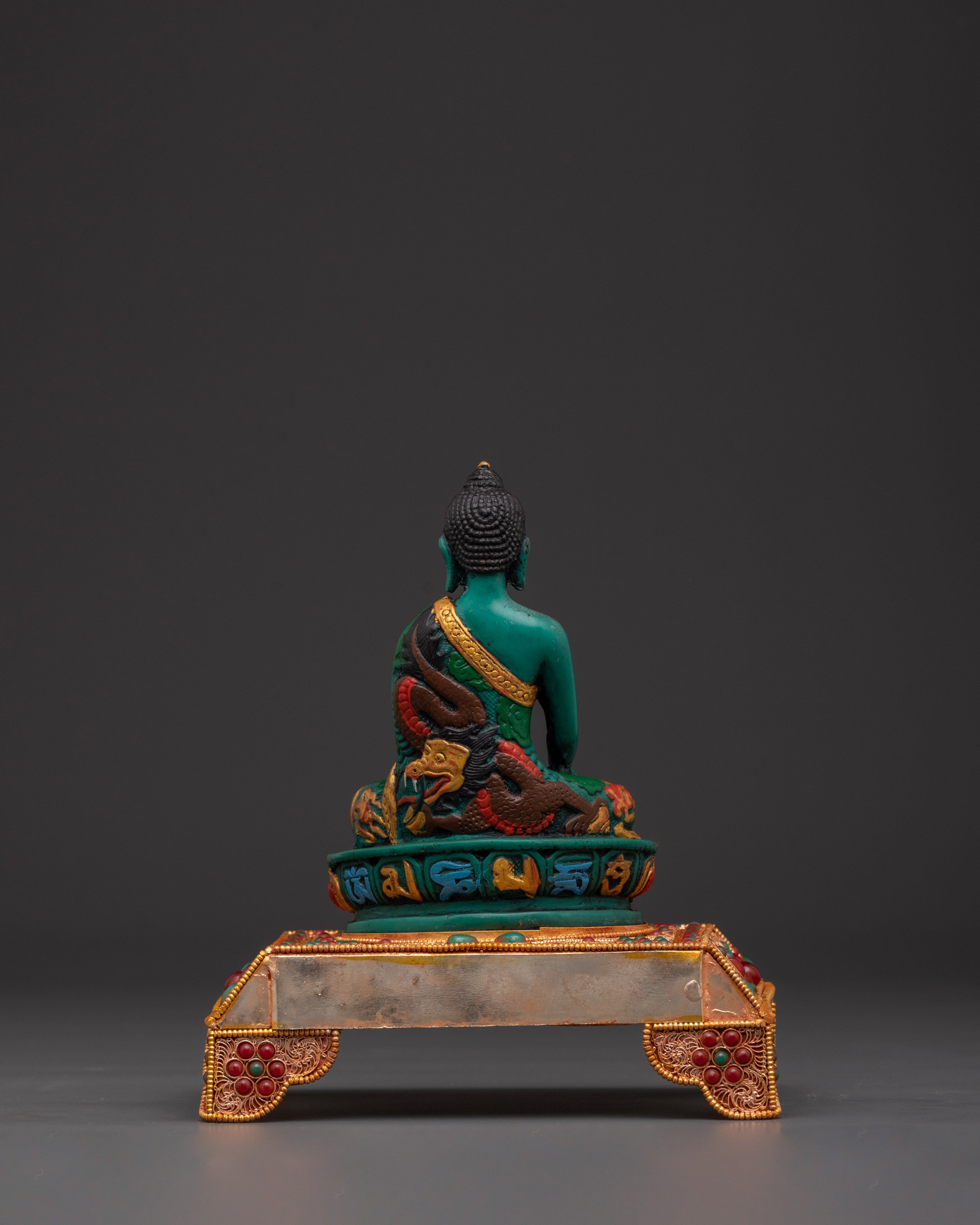 Shakyamuni Buddha Statue on Beautiful Throne | Handcrafted Sacred Sculpture