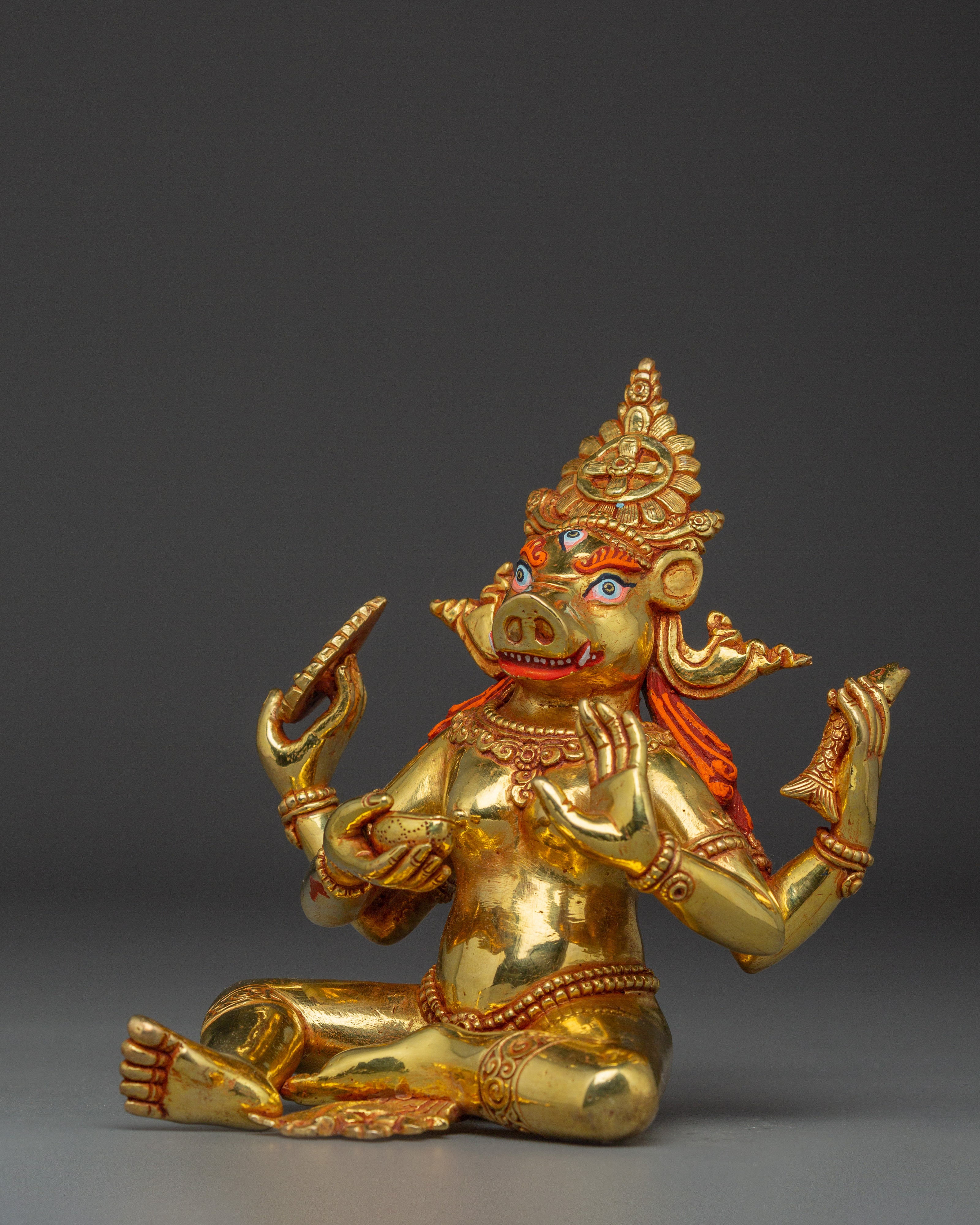 Handcrafted Four-Armed Varaha Statue | Hindu Vishnu Boar Avatar