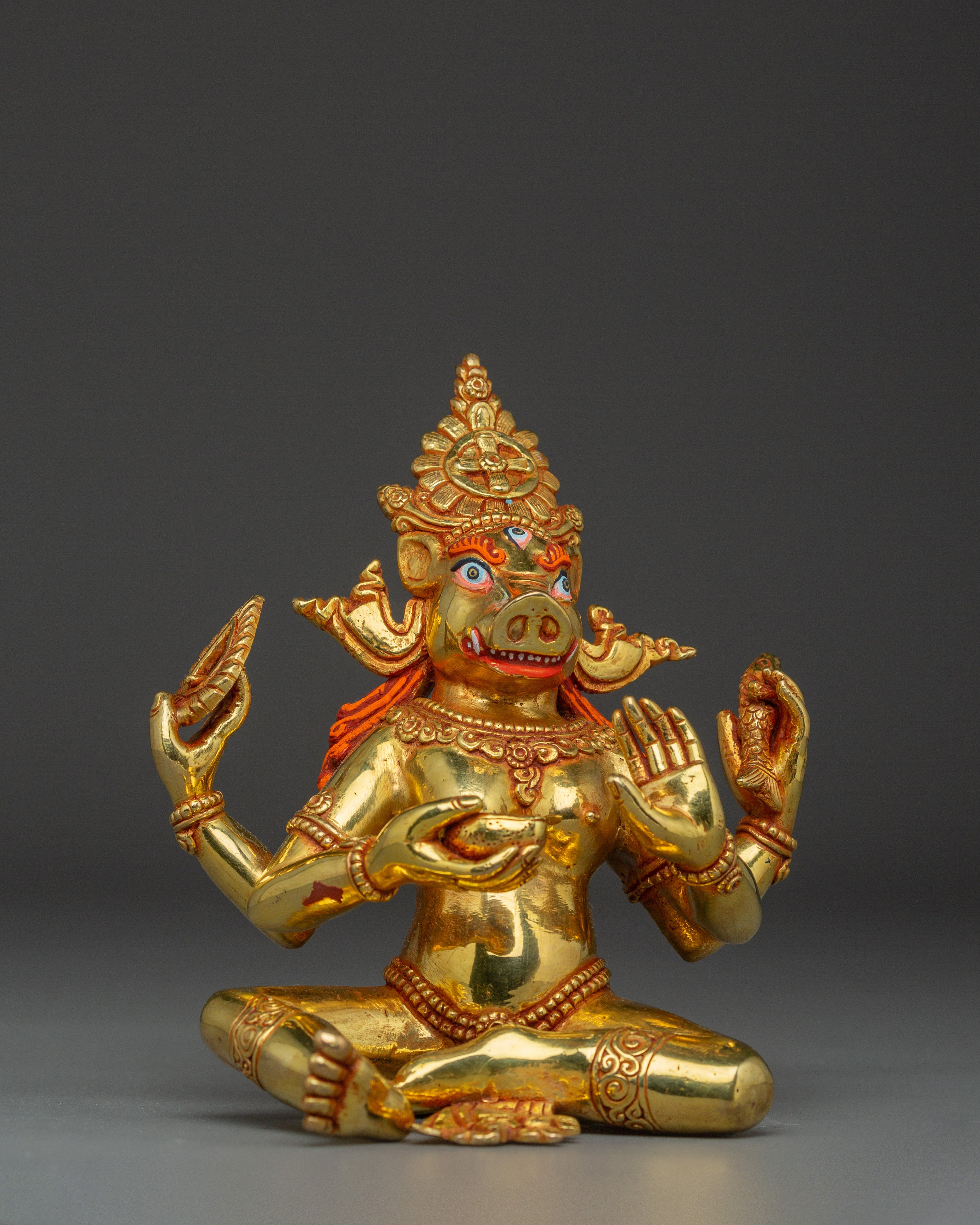 Handcrafted Four-Armed Varaha Statue | Hindu Vishnu Boar Avatar