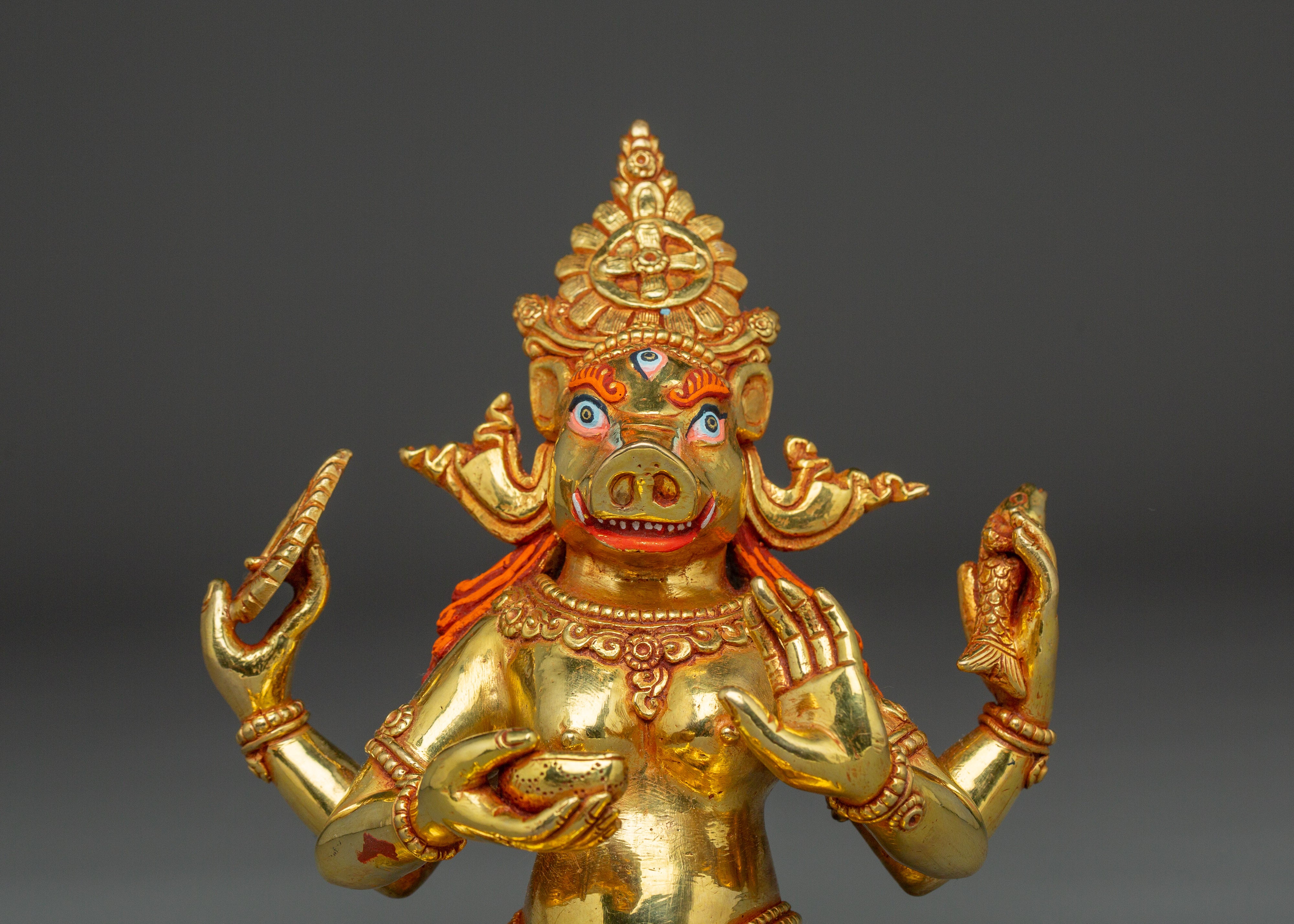 Handcrafted Four-Armed Varaha Statue | Hindu Vishnu Boar Avatar