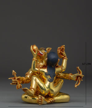 Varaha with Consort Statue | Handcrafted Gold Gilded Copper Vishnu Avatar