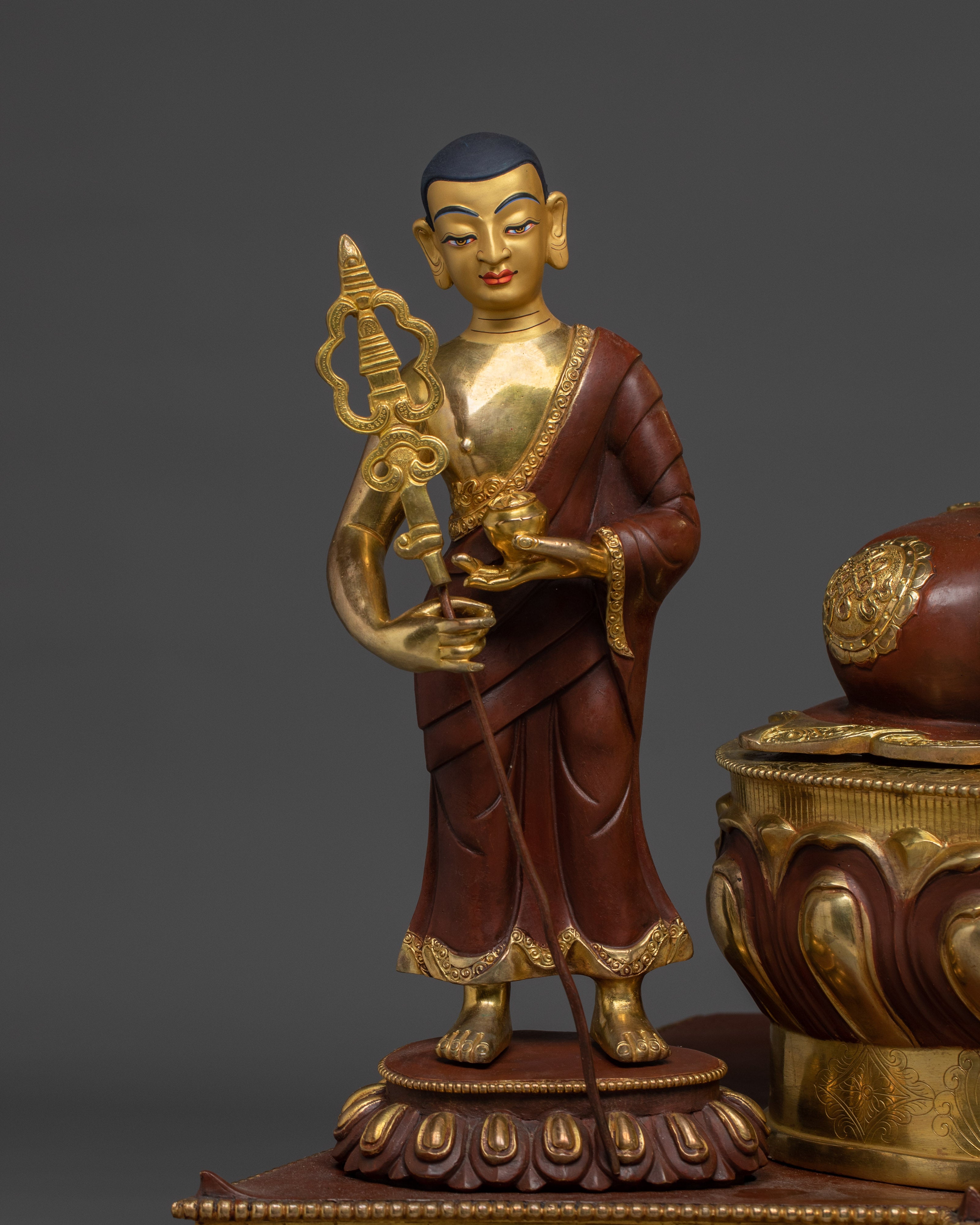 Authentic Tibetan Shakyamuni Buddha Statue | 24K Gold Plated Buddhist Sculpture