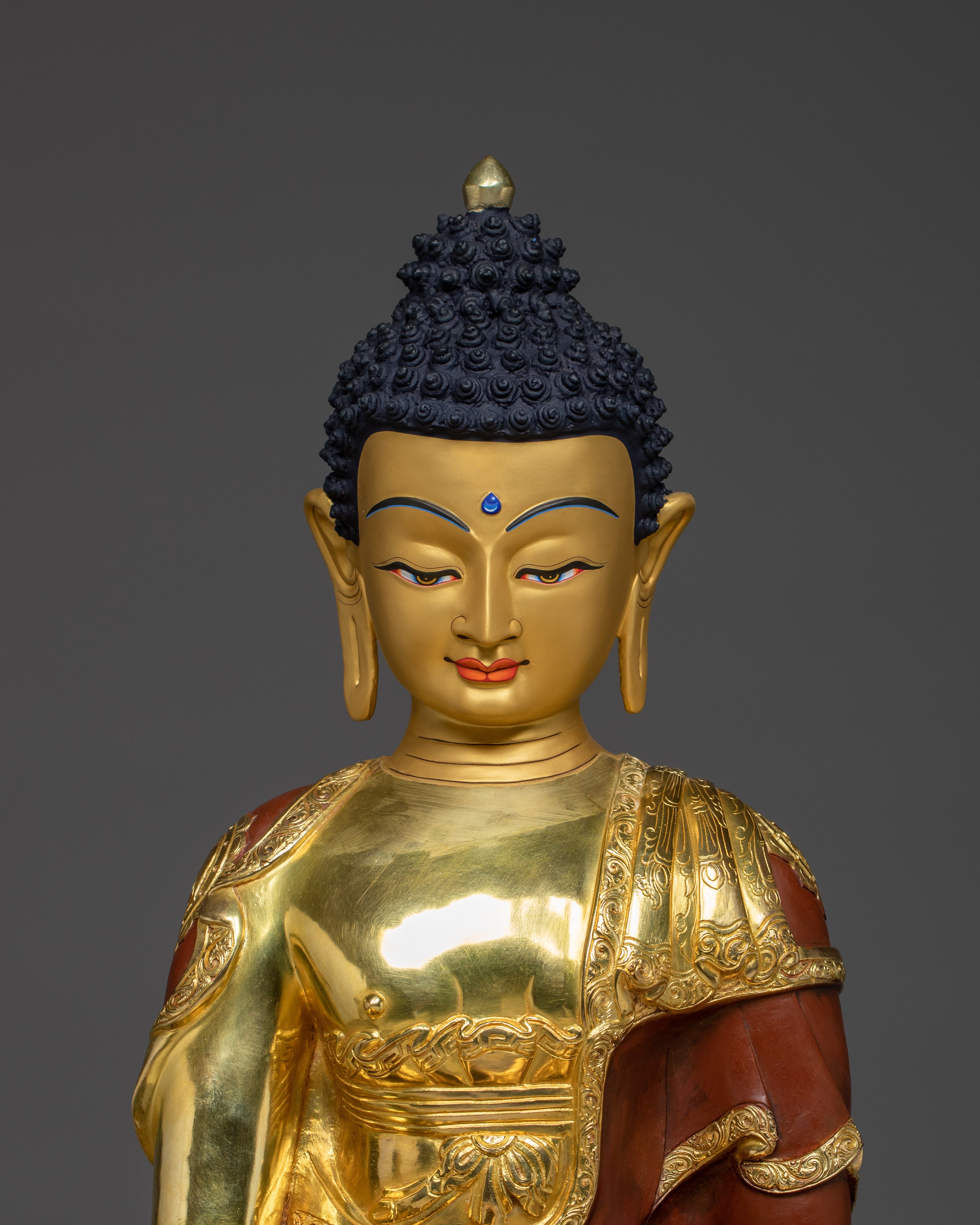 Authentic Tibetan Shakyamuni Buddha Statue | 24K Gold Plated Buddhist Sculpture