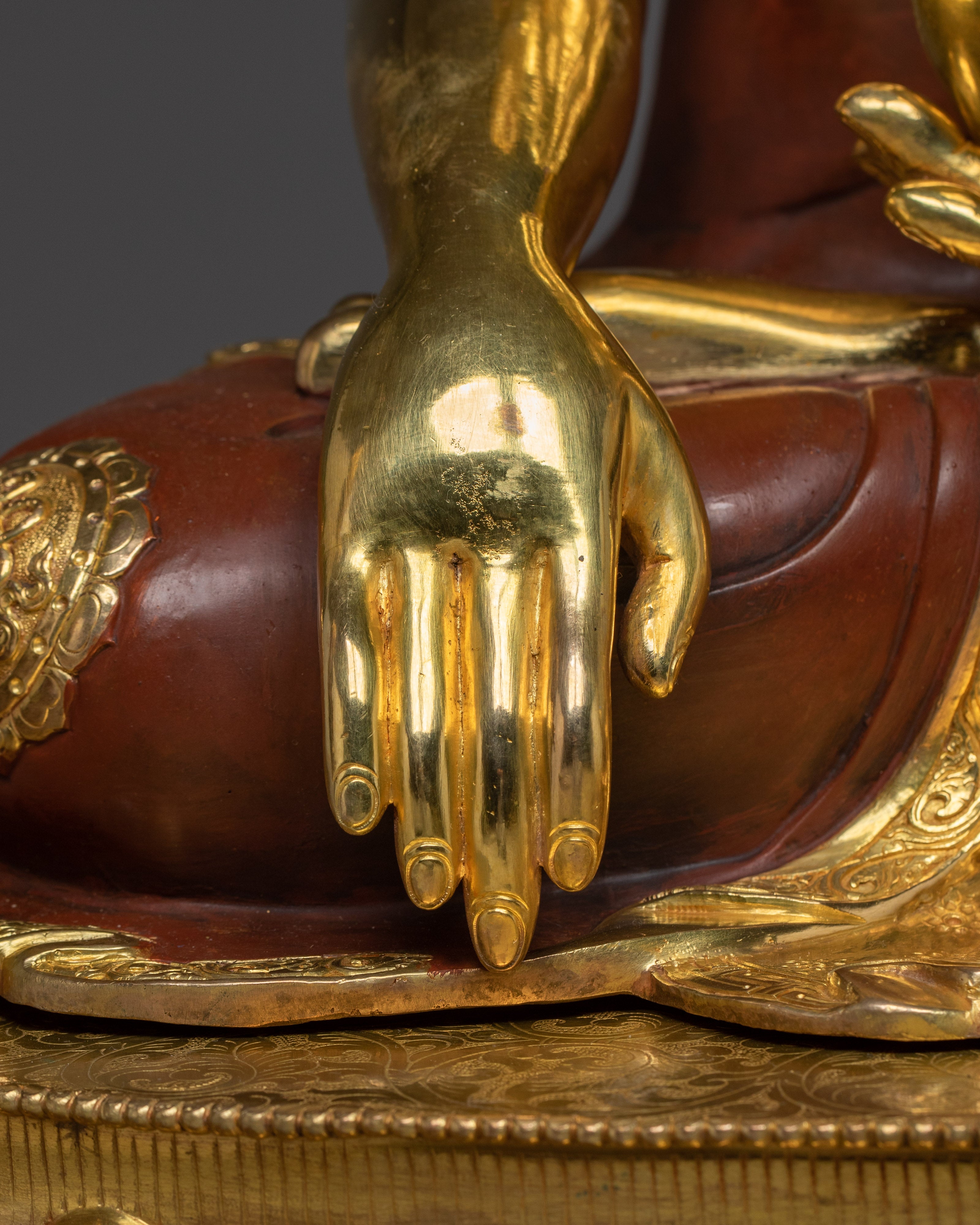 Authentic Tibetan Shakyamuni Buddha Statue | 24K Gold Plated Buddhist Sculpture