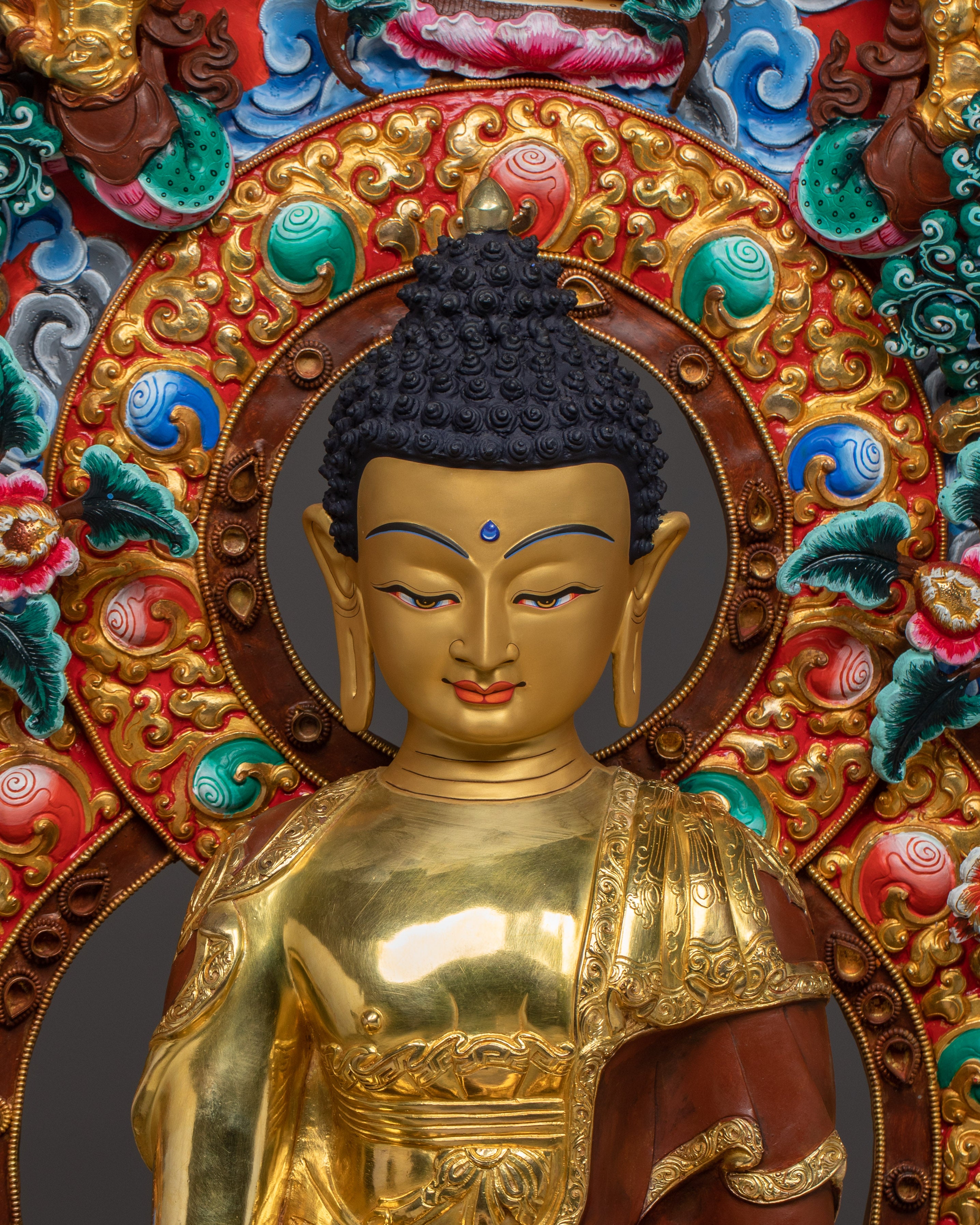 Authentic Tibetan Shakyamuni Buddha Statue | 24K Gold Plated Buddhist Sculpture