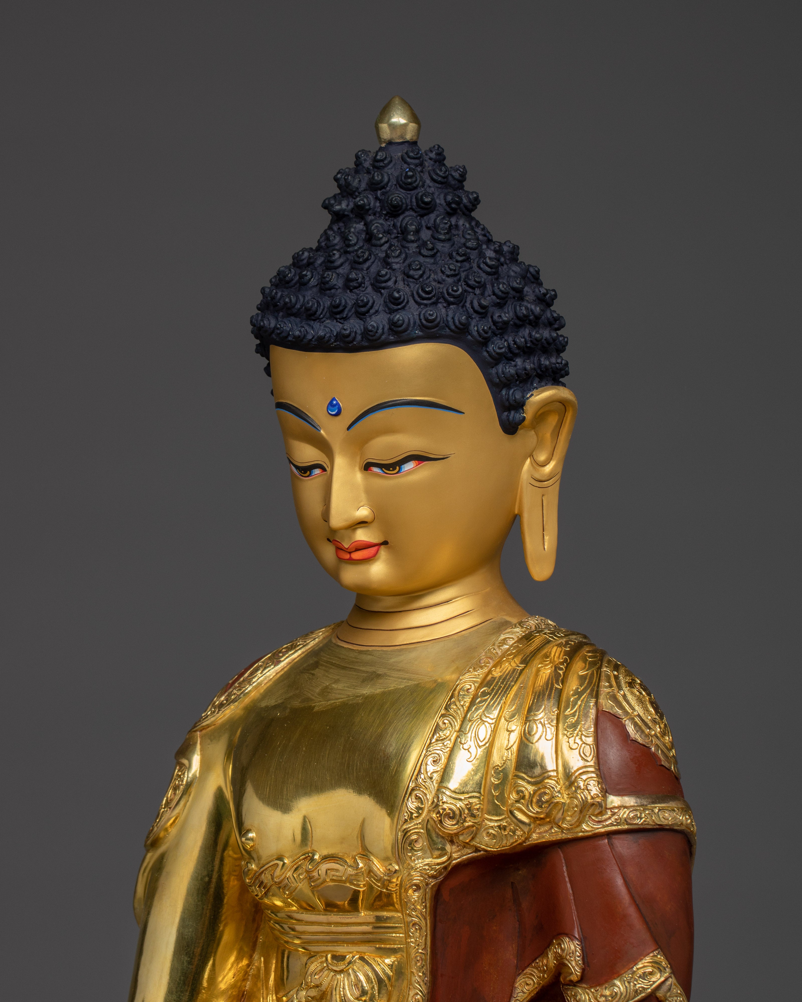 Authentic Tibetan Shakyamuni Buddha Statue | 24K Gold Plated Buddhist Sculpture