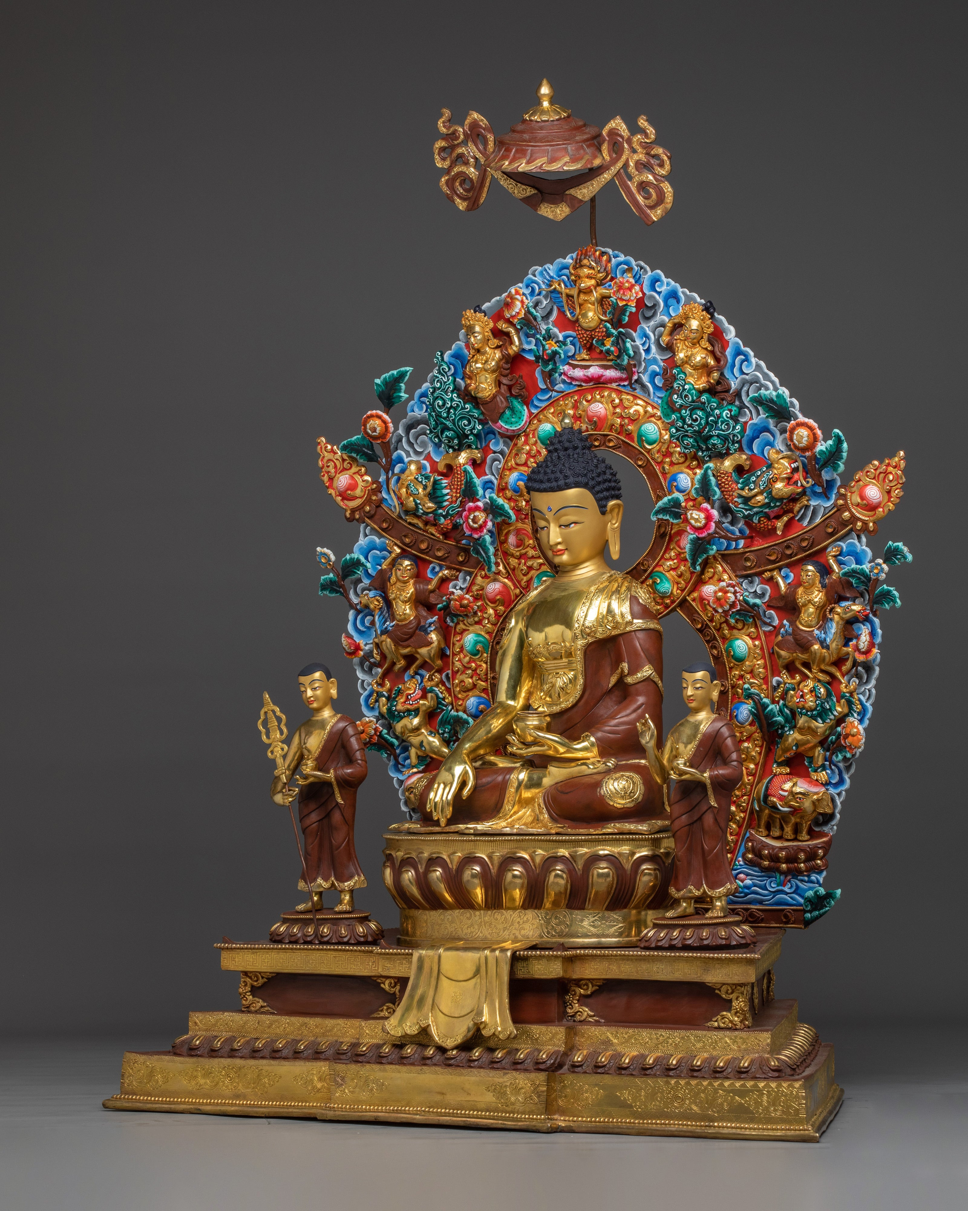 Authentic Tibetan Shakyamuni Buddha Statue | 24K Gold Plated Buddhist Sculpture