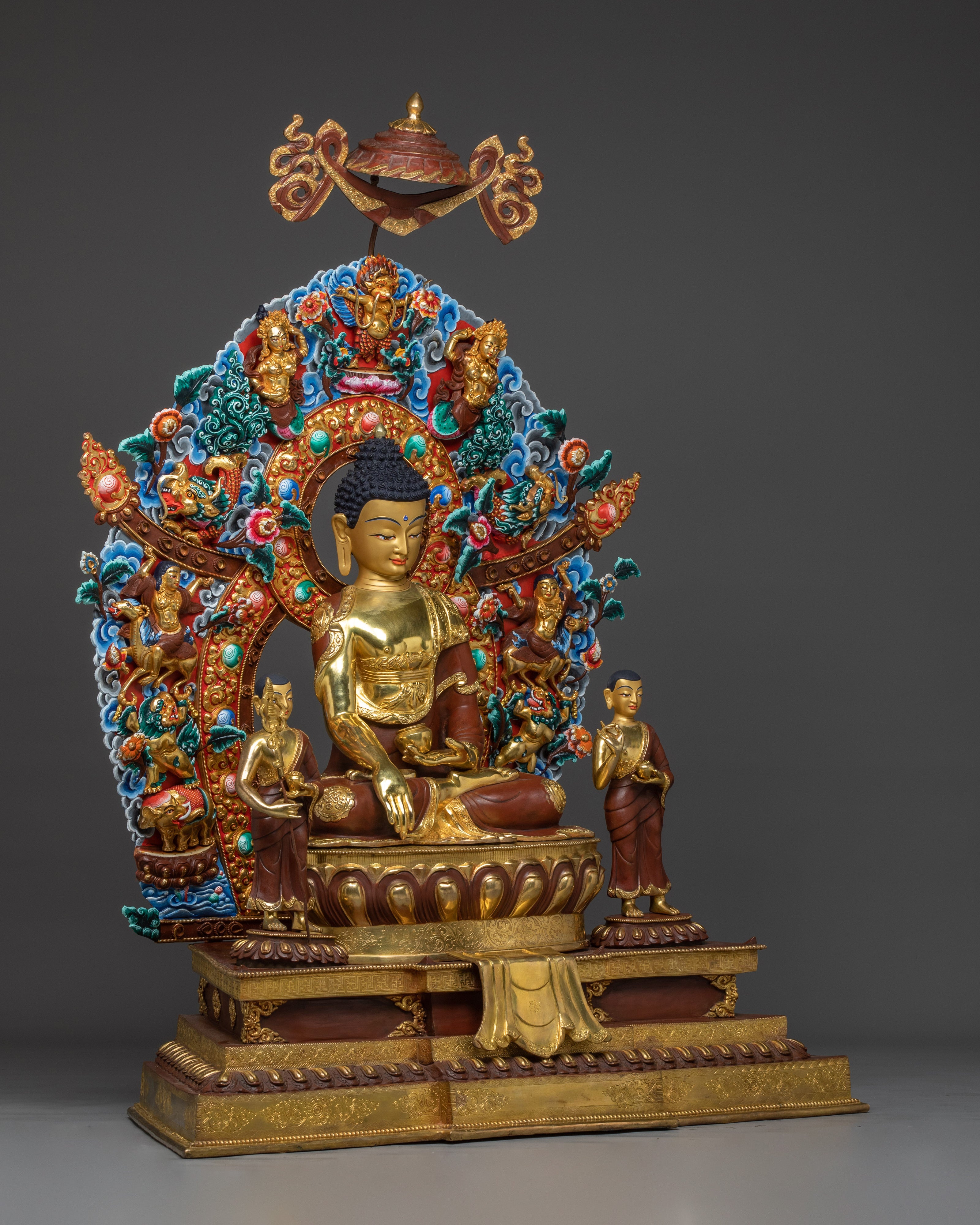 Authentic Tibetan Shakyamuni Buddha Statue | 24K Gold Plated Buddhist Sculpture