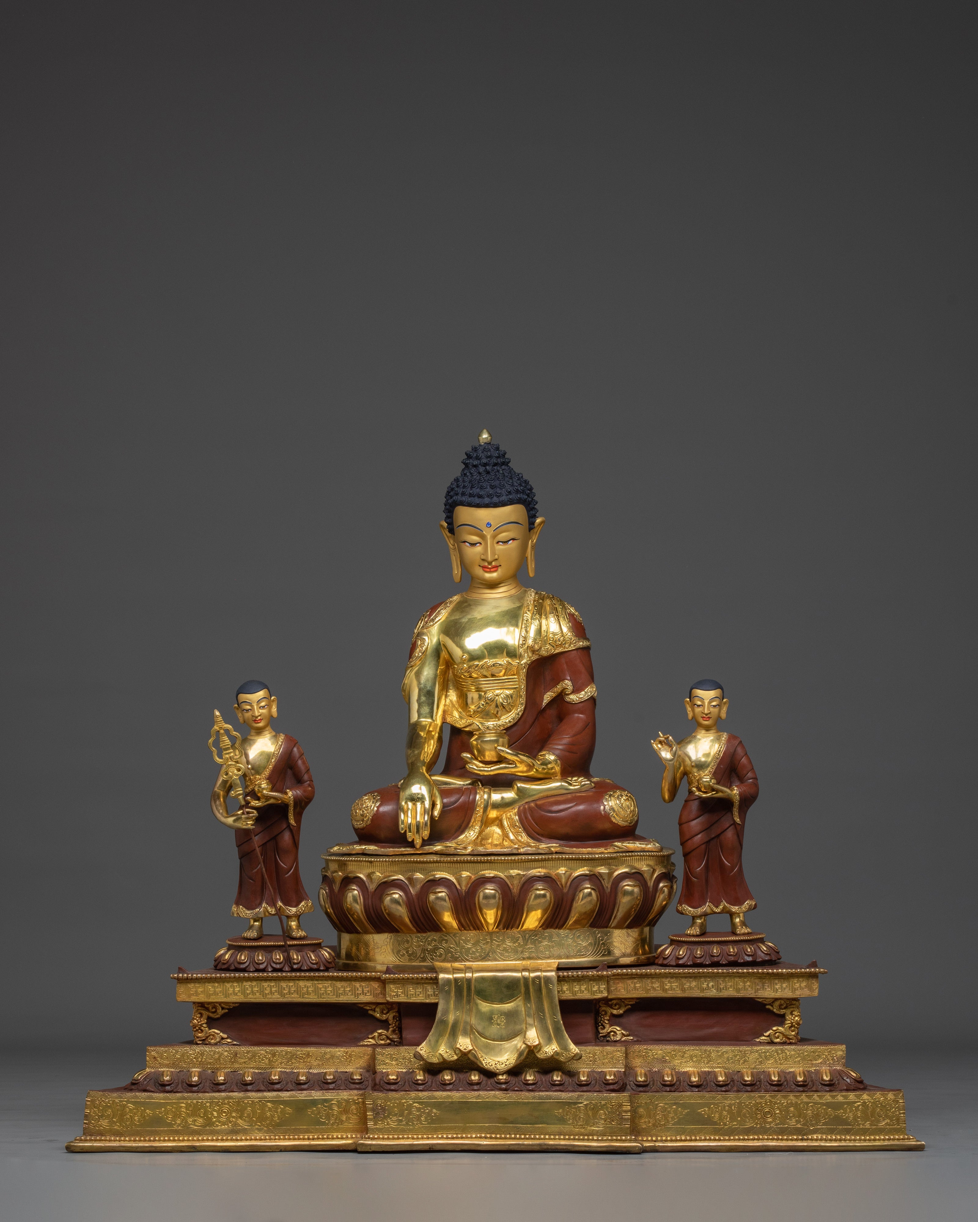 Authentic Tibetan Shakyamuni Buddha Statue | 24K Gold Plated Buddhist Sculpture