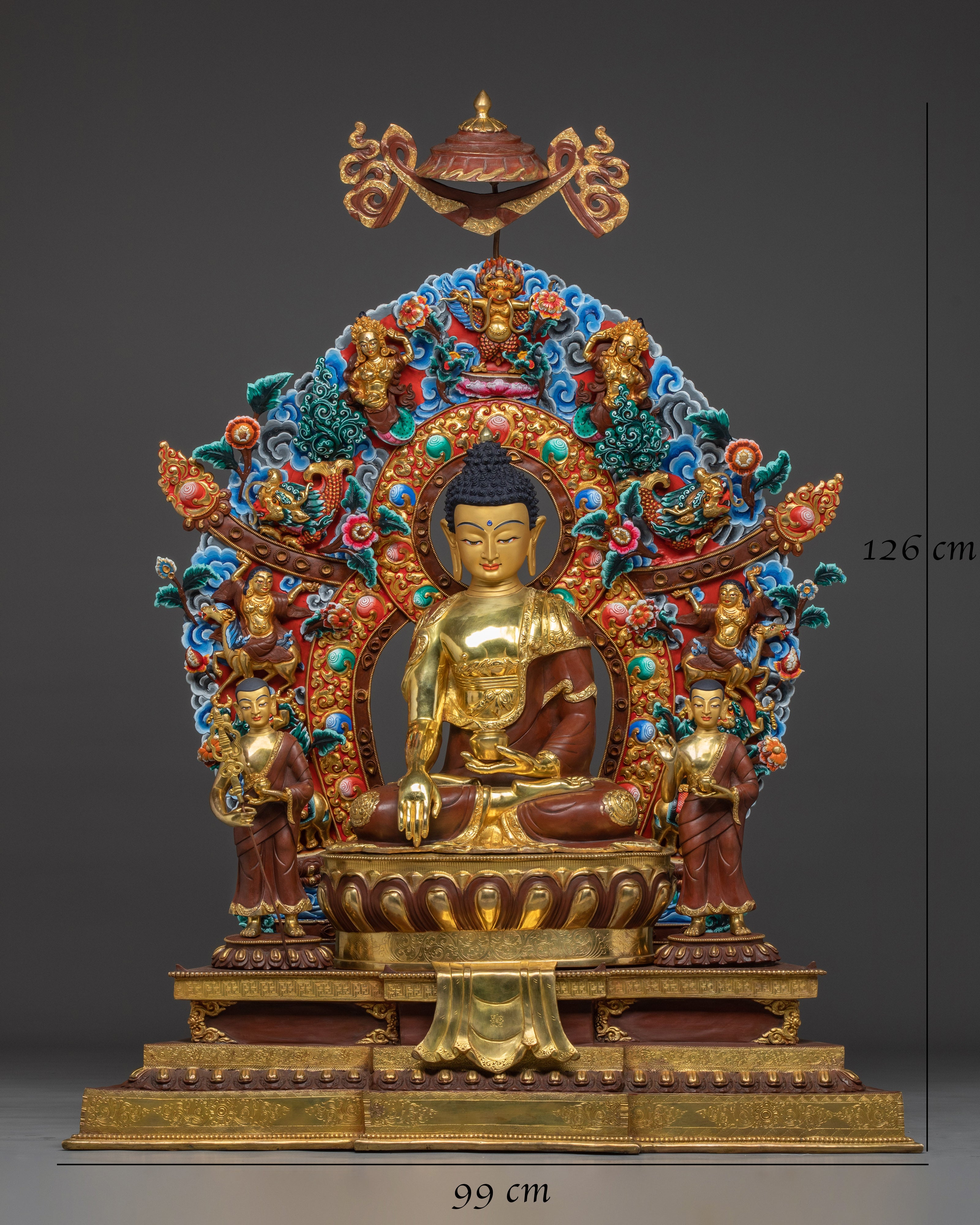 Authentic Tibetan Shakyamuni Buddha Statue | 24K Gold Plated Buddhist Sculpture