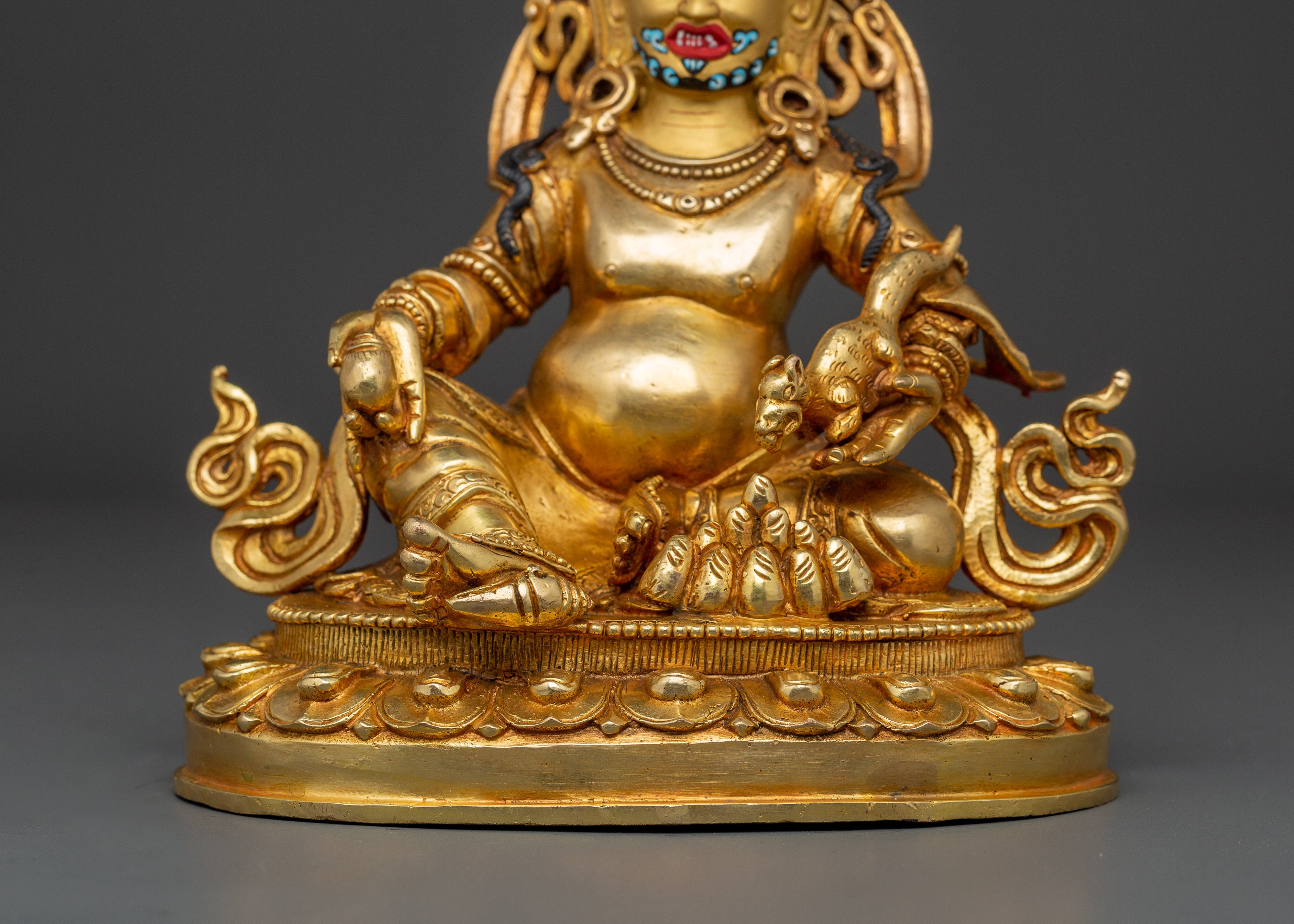 Gold Plated Dzambhala Idol | Copper Body with Gold Plating