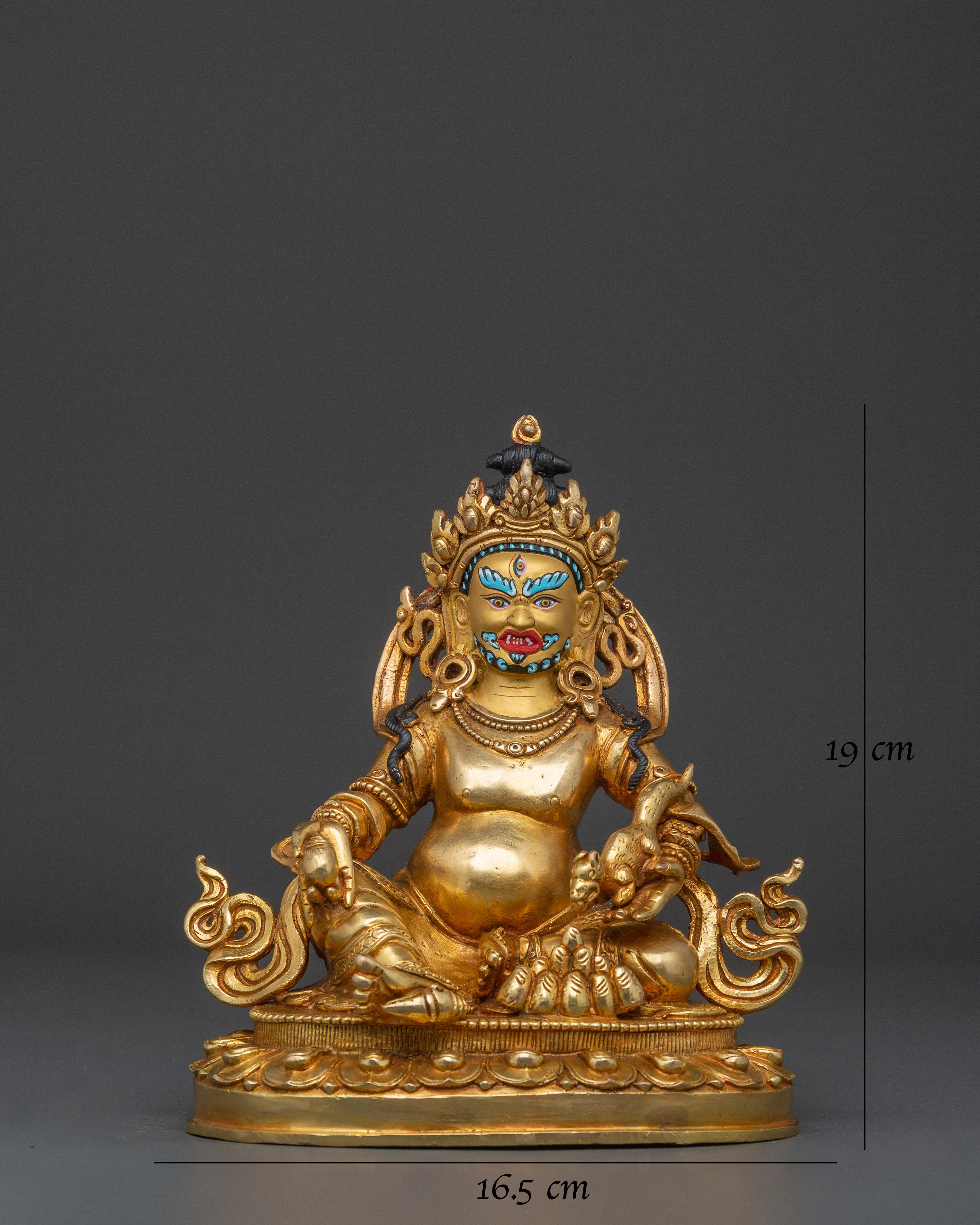 Gold Plated Dzambhala Idol | Copper Body with Gold Plating