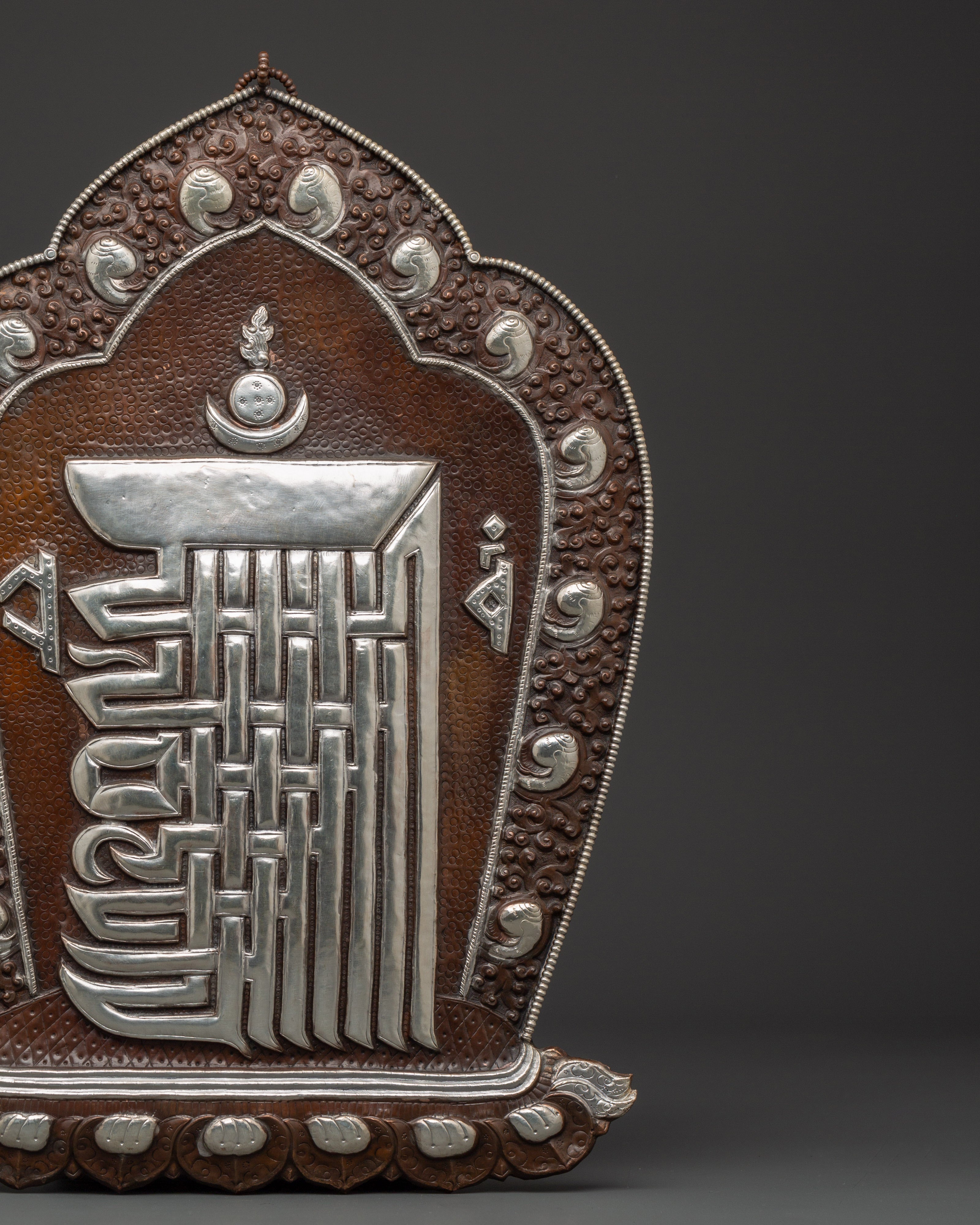 Handcrafted Buddhist Wall Plaque | Sacred Symbol Art