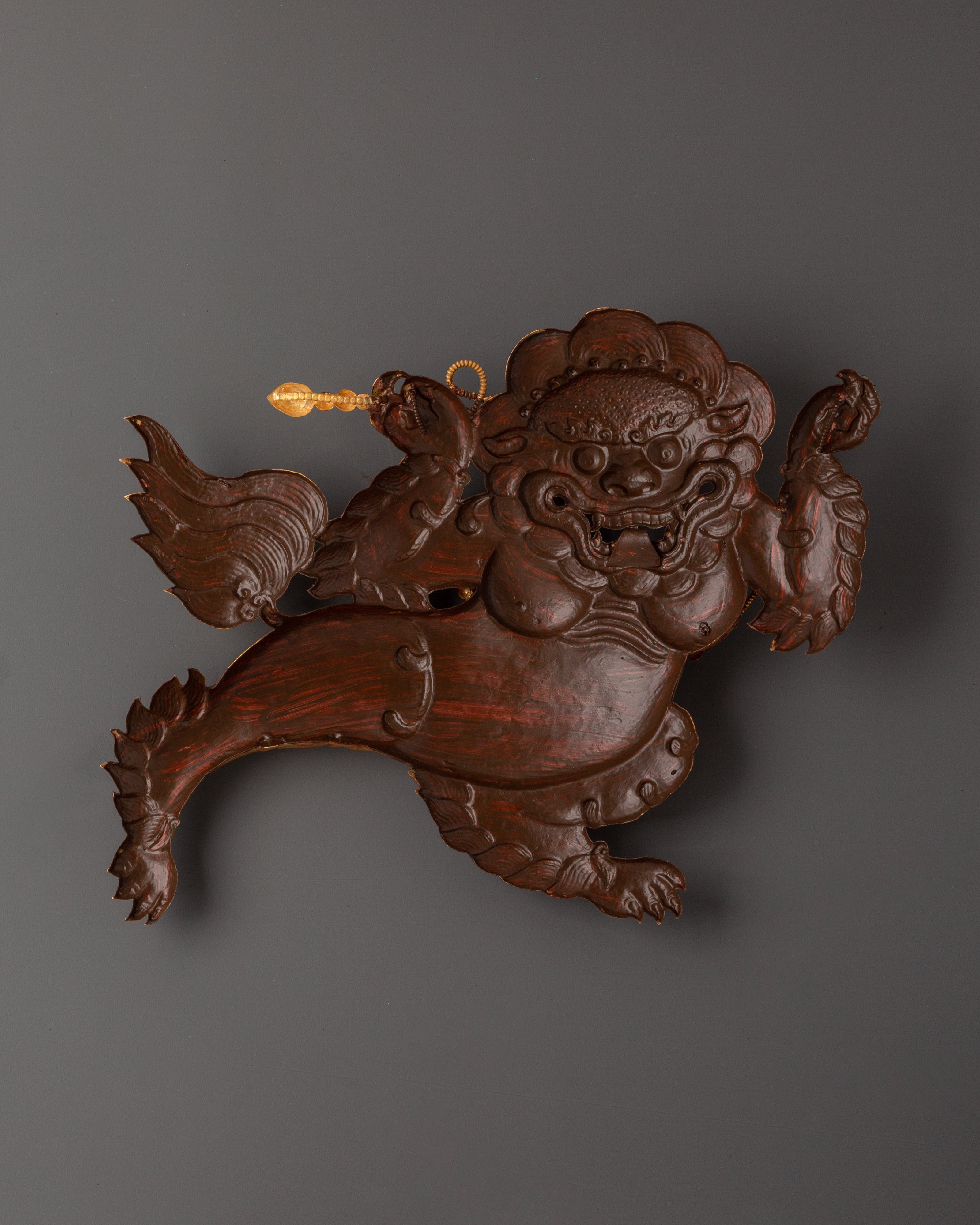 Lion Protector Wall Hanging | Handcrafted Tibetan Guardian Decor