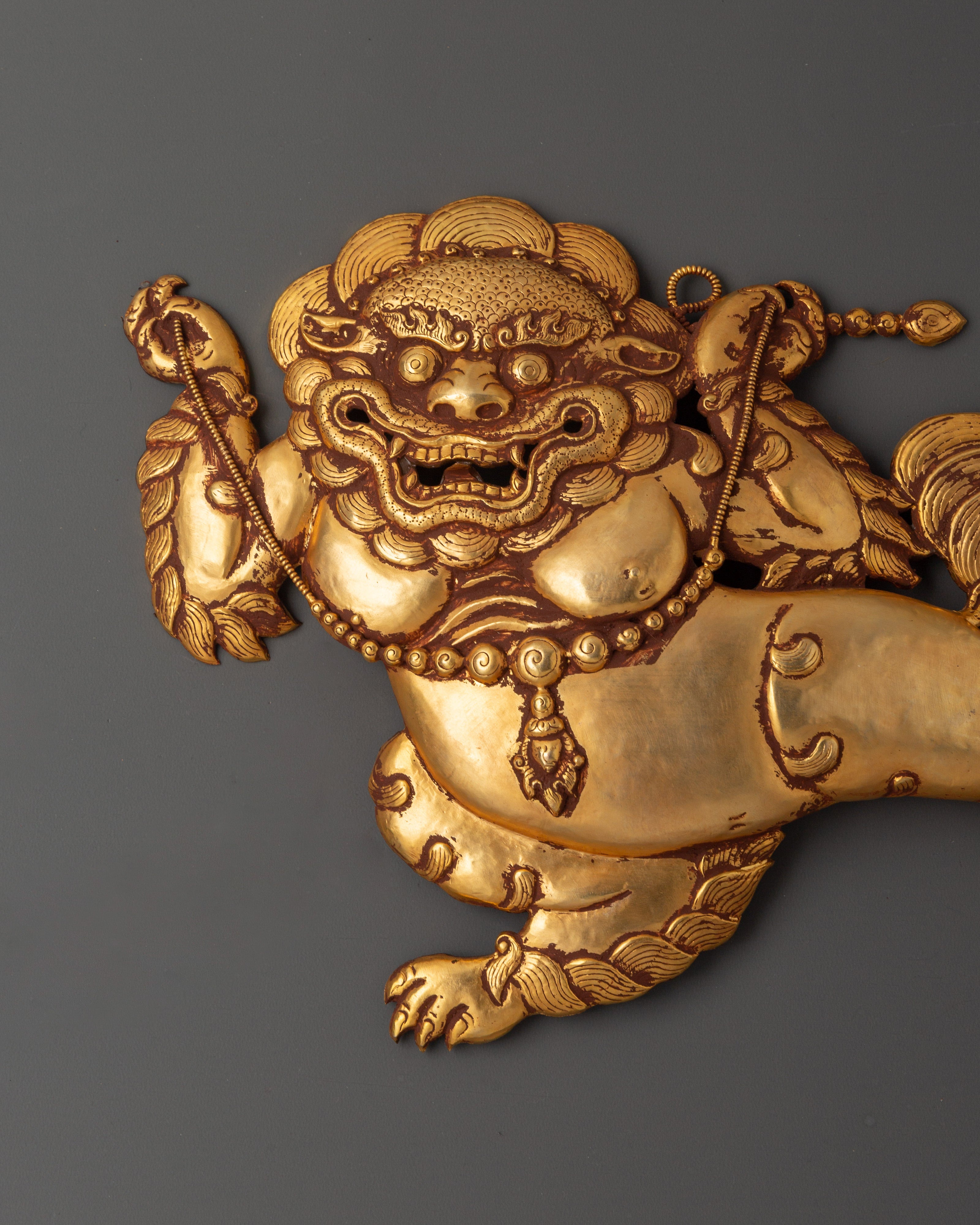 Lion Protector Wall Hanging | Handcrafted Tibetan Guardian Decor