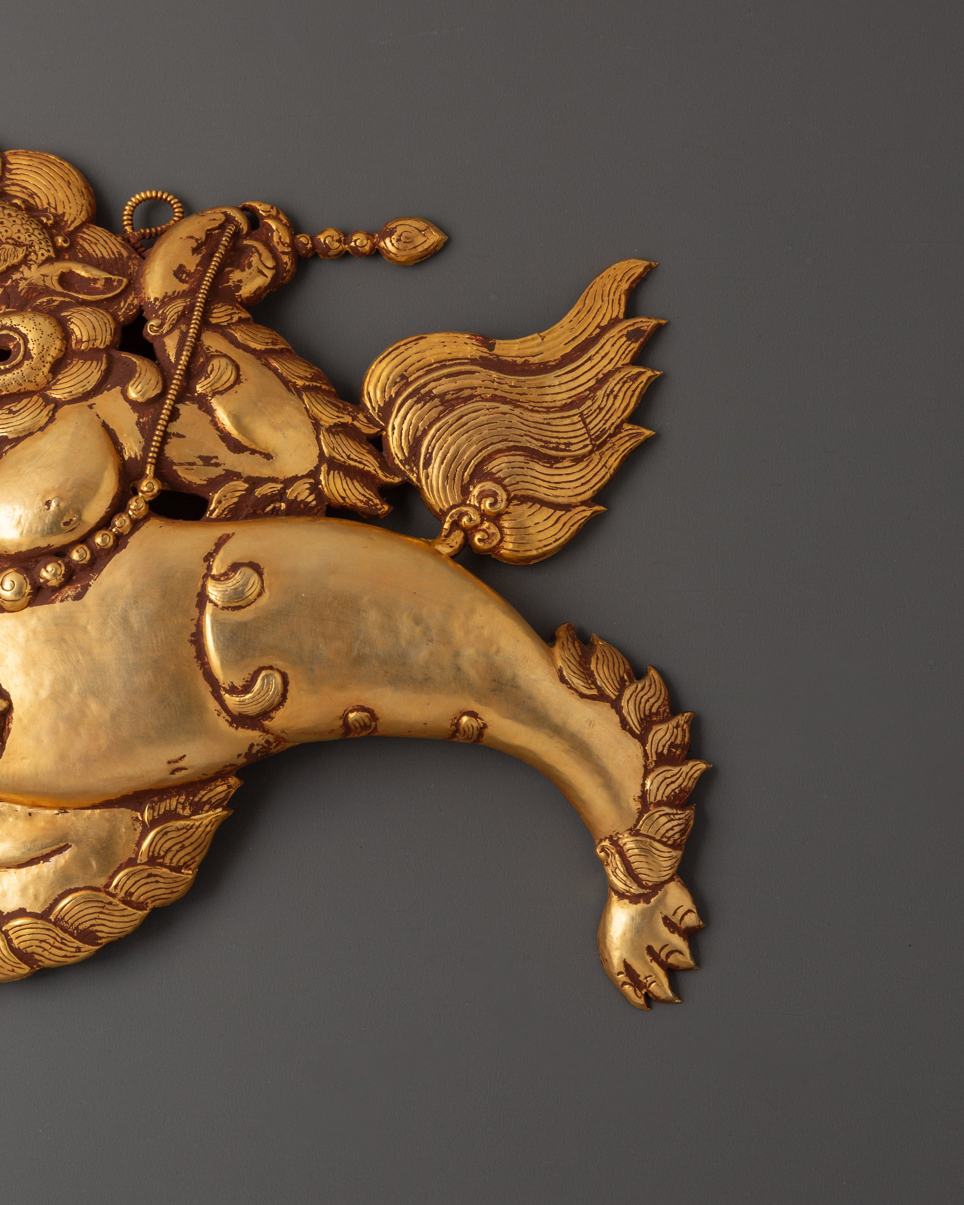 Lion Protector Wall Hanging | Handcrafted Tibetan Guardian Decor