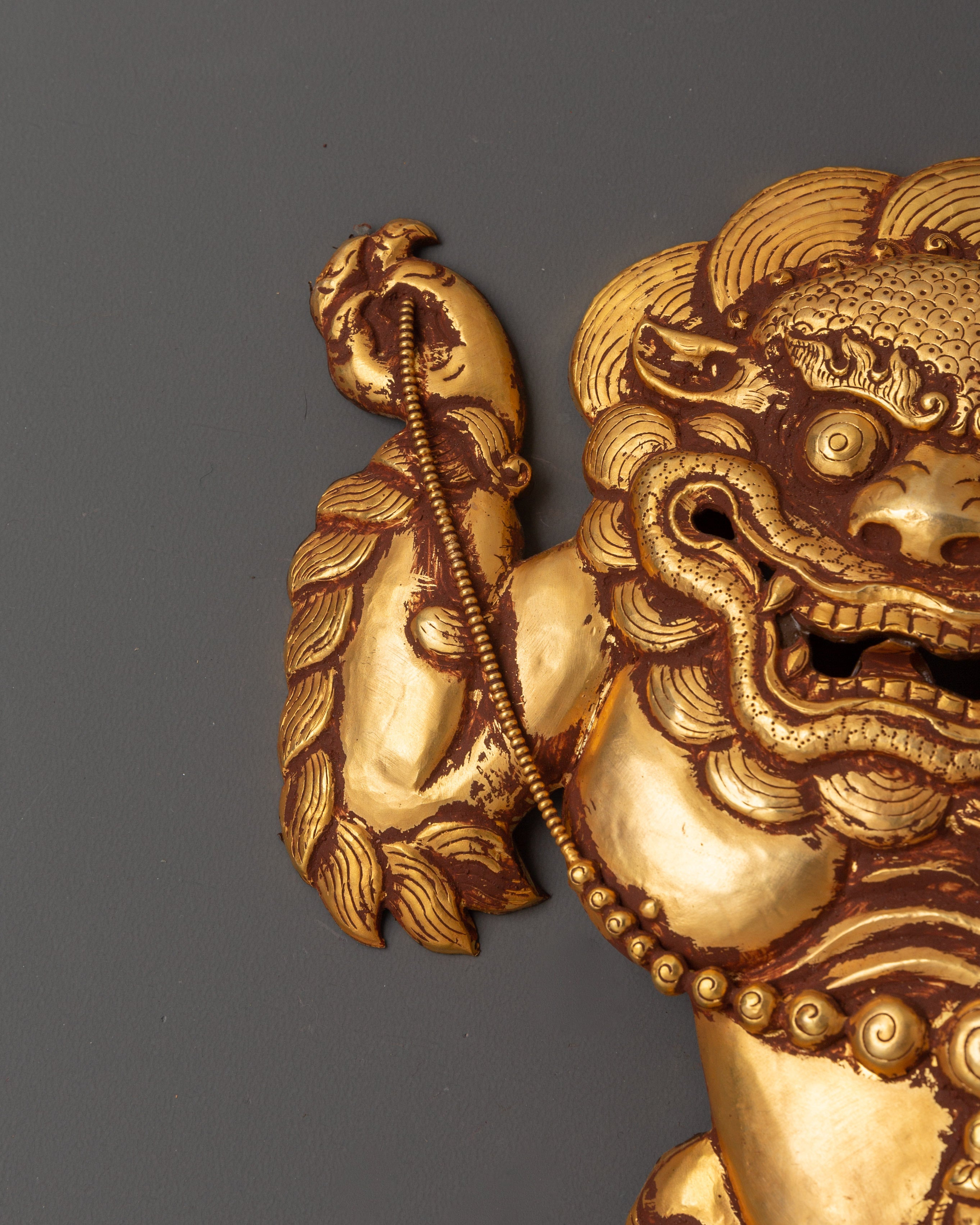 Lion Protector Wall Hanging | Handcrafted Tibetan Guardian Decor