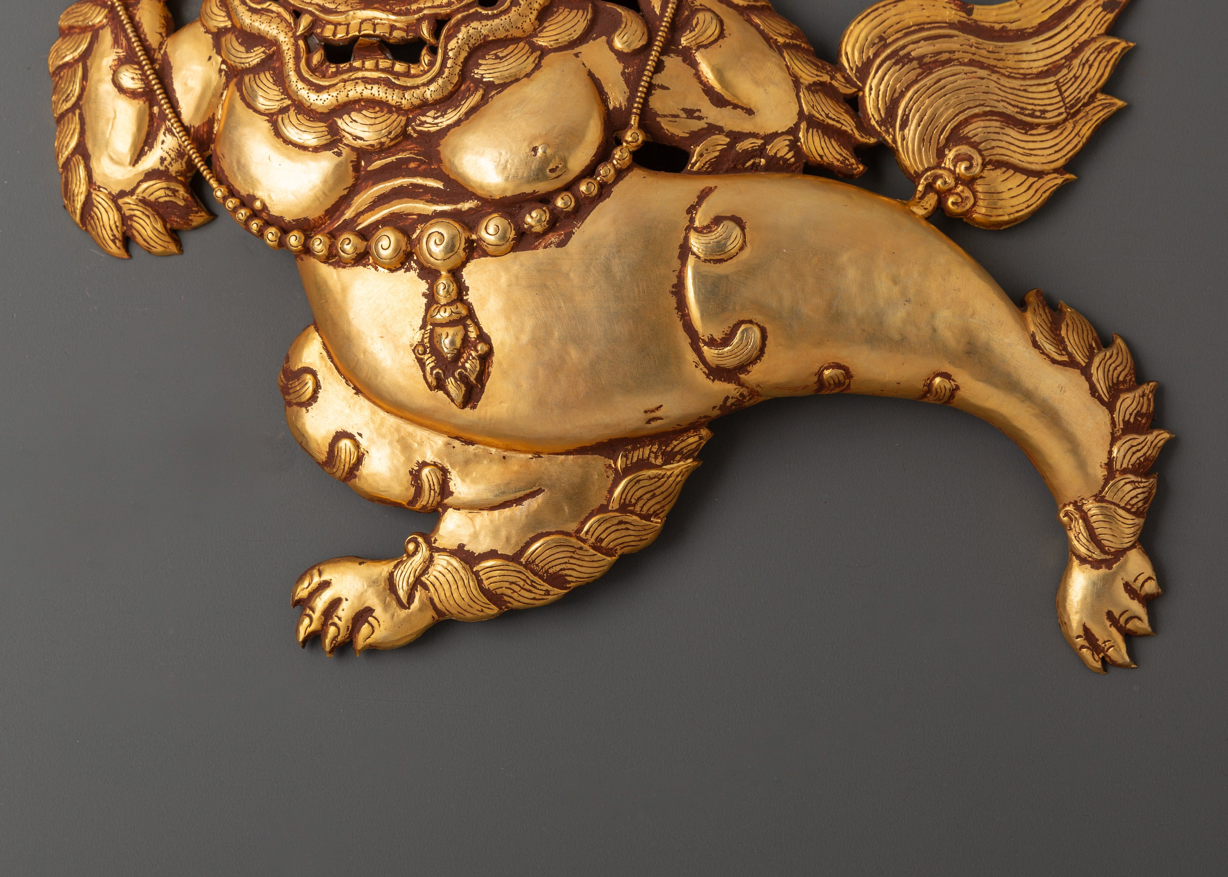 Lion Protector Wall Hanging | Handcrafted Tibetan Guardian Decor