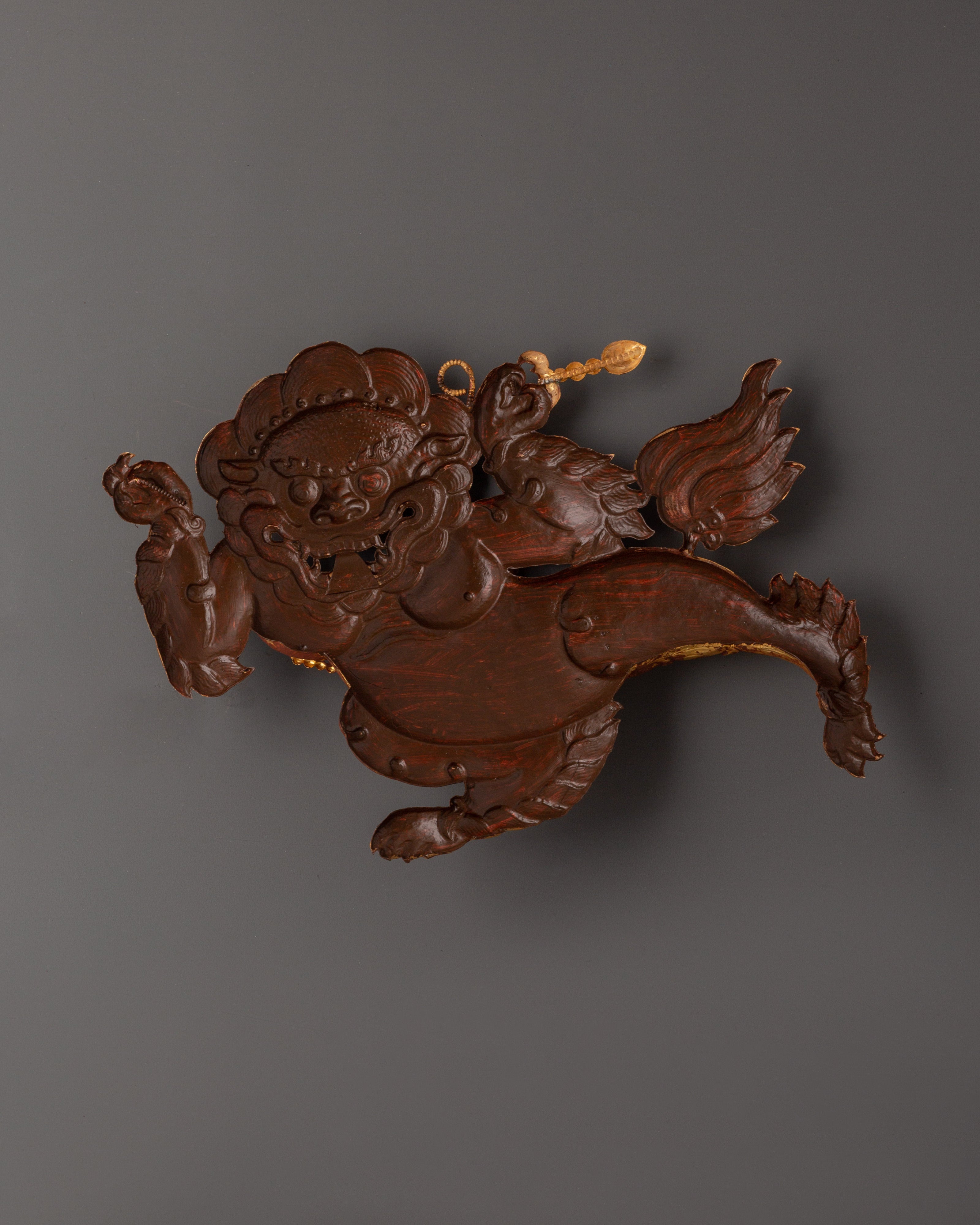 Lion Protector Wall Hanging | Handcrafted Tibetan Guardian Decor