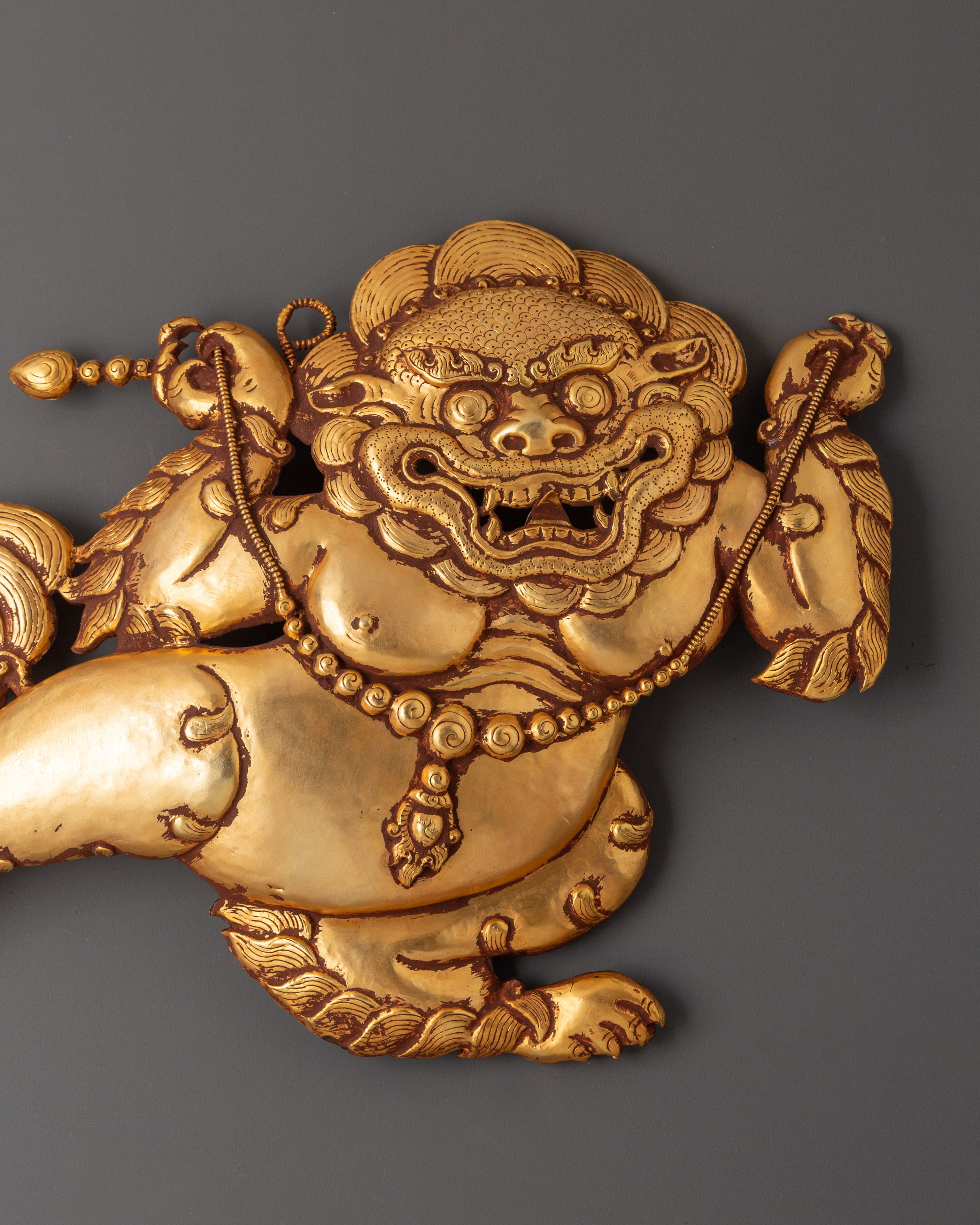 Lion Protector Wall Hanging | Handcrafted Tibetan Guardian Decor