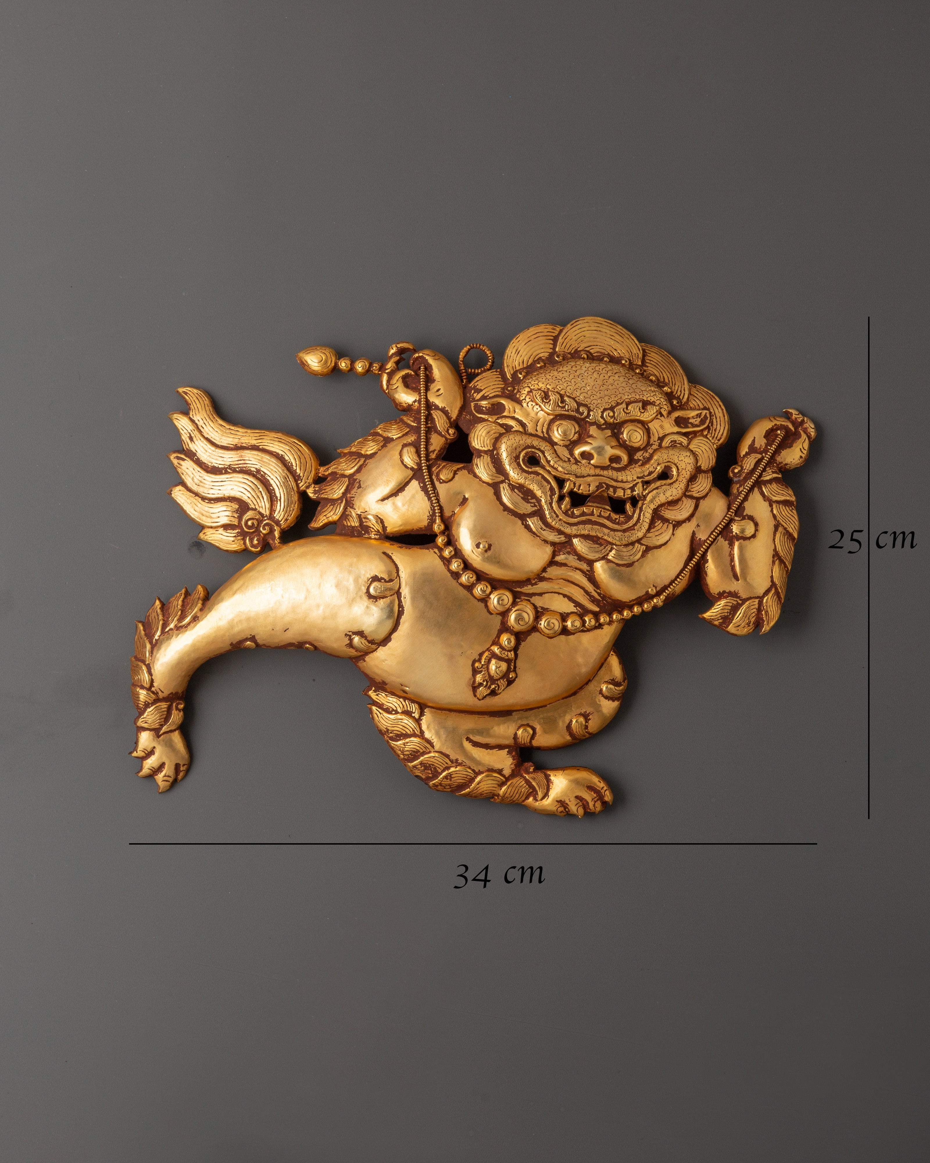 Lion Protector Wall Hanging | Handcrafted Tibetan Guardian Decor