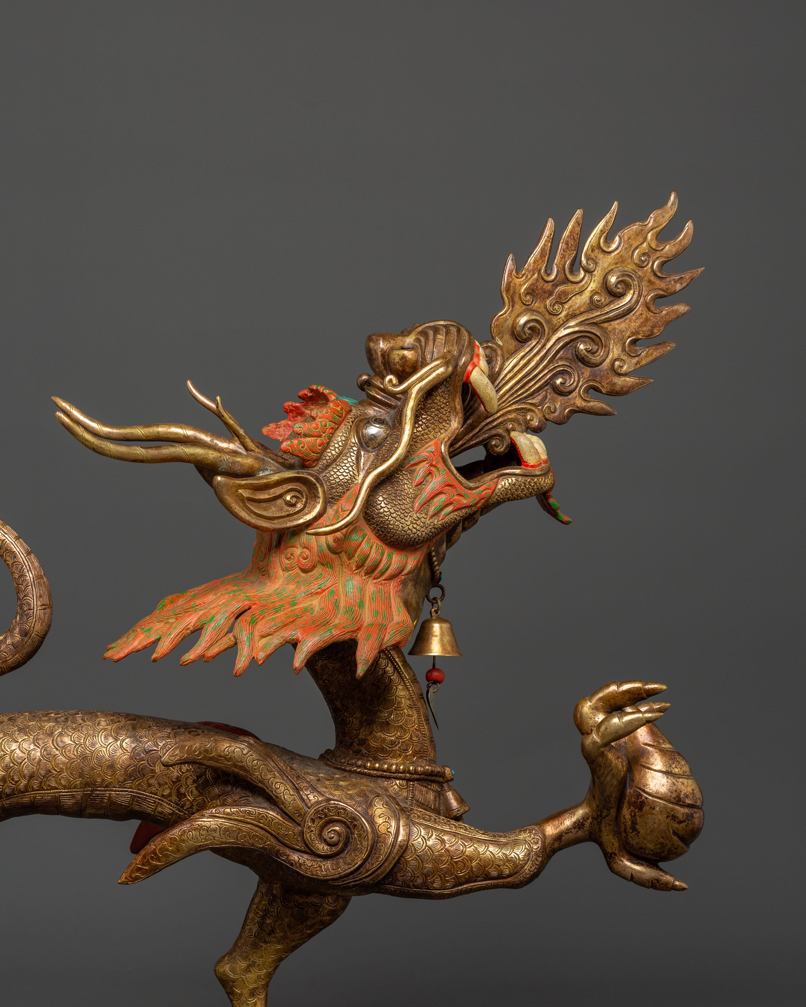 Dual Dragon Guardians Copper Statue Set | Handcrafted Feng Shui Dragon Decor