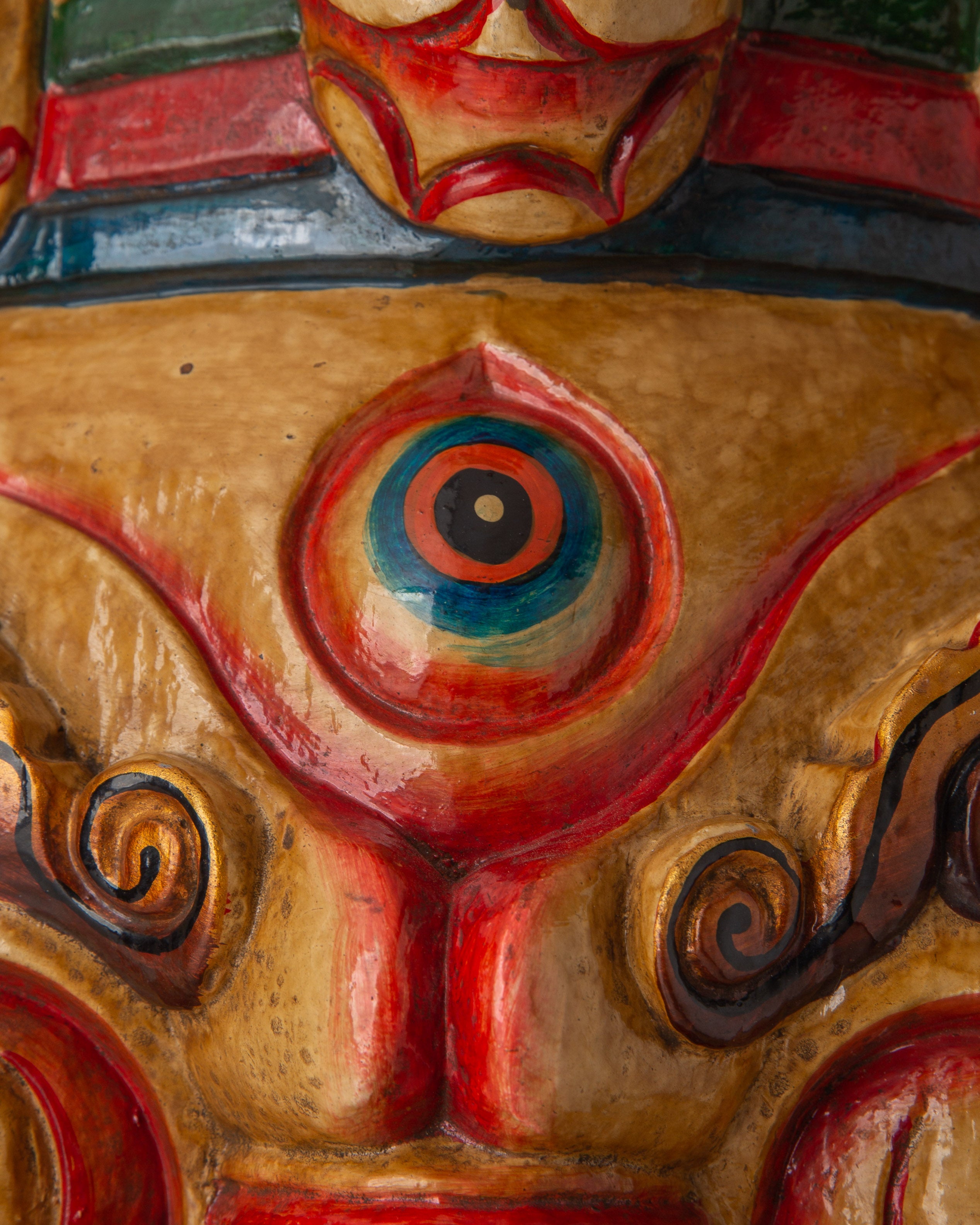 Traditional Tibetan Mask | Handcrafted Wood and Acrylic Painted Ritual Mask