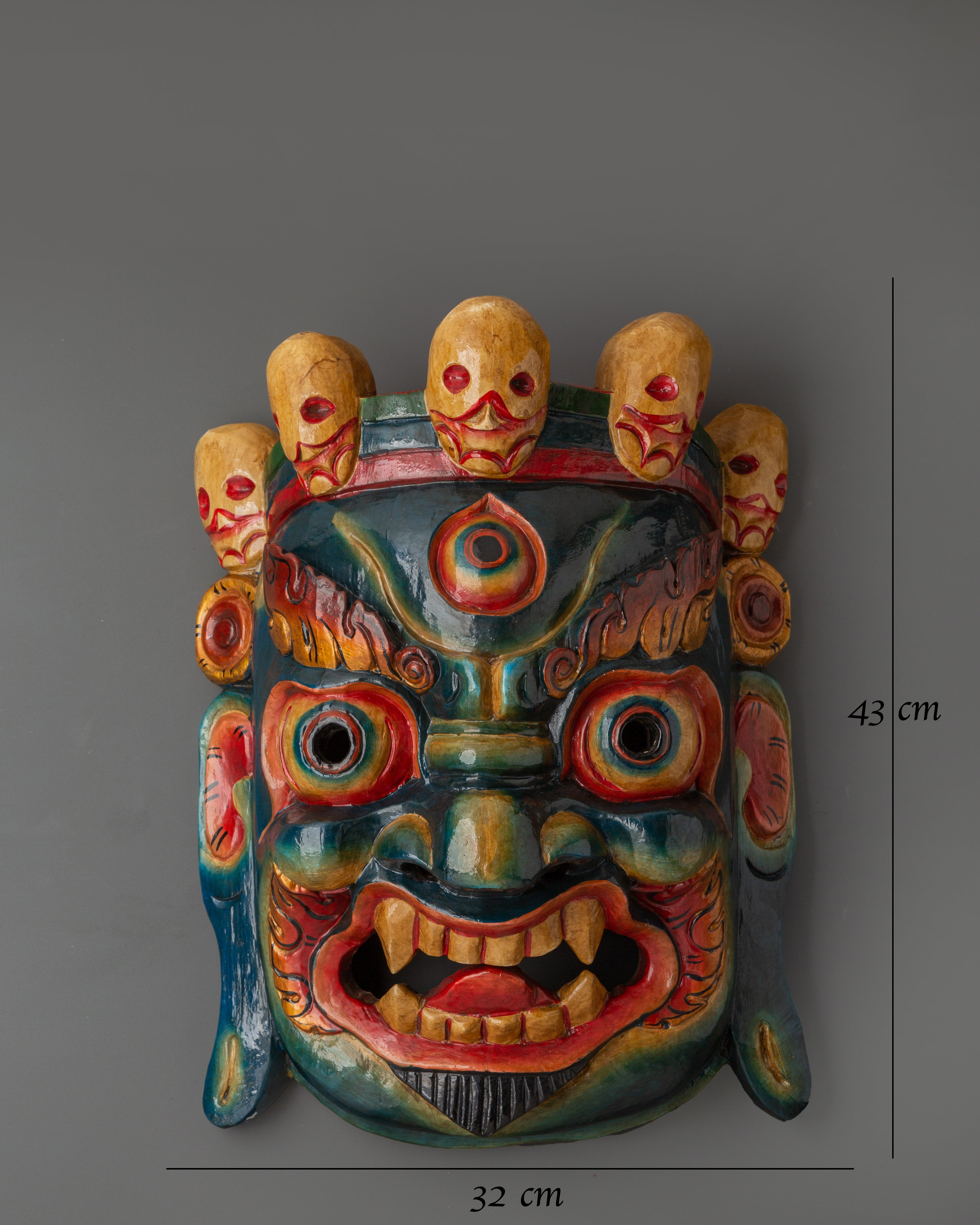 Wooden Mahakala Mask | Tibetan Protector Wall Mask