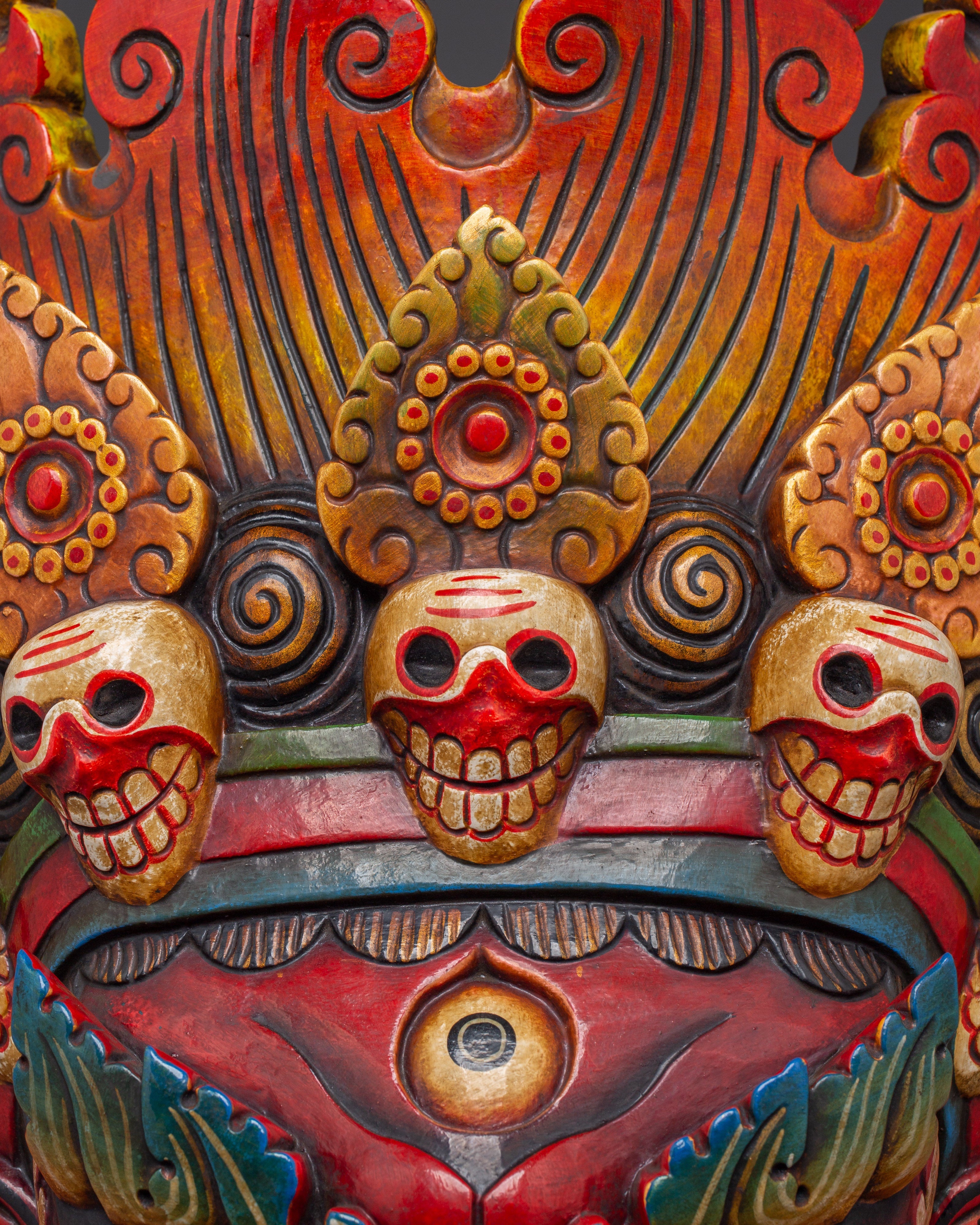 Ritual Fierce Deity Wall Hanging | Handcarved Mahakala Mask