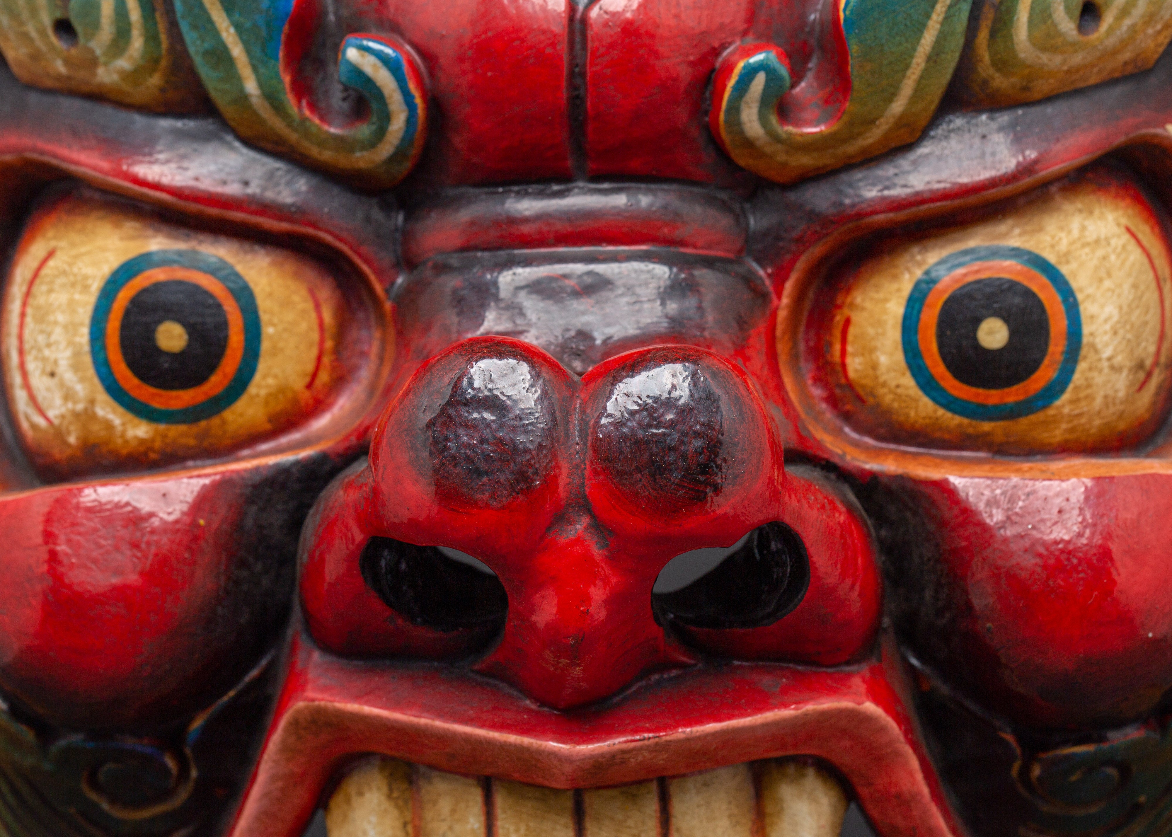 Ritual Fierce Deity Wall Hanging | Handcarved Mahakala Mask