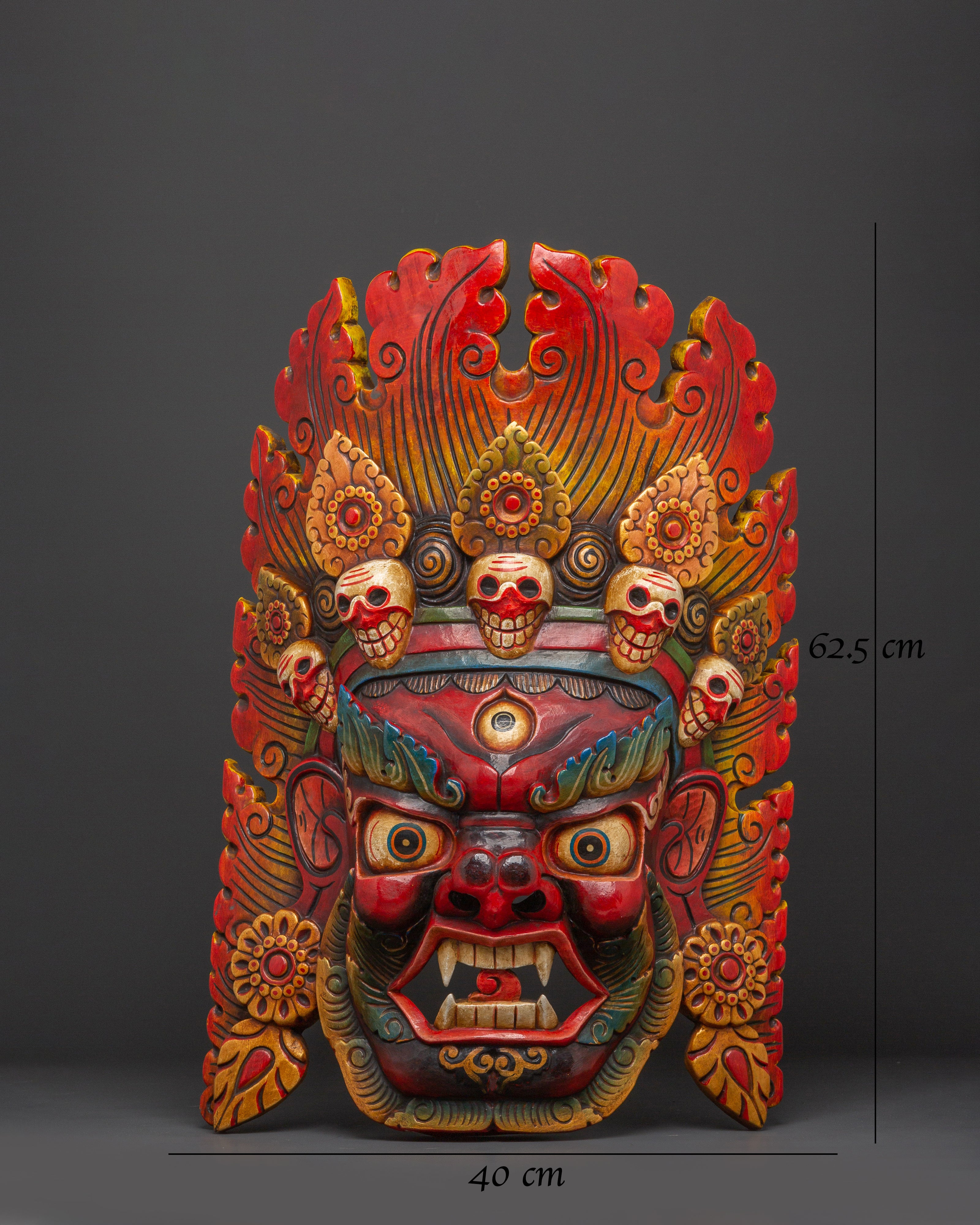 Ritual Fierce Deity Wall Hanging | Handcarved Mahakala Mask