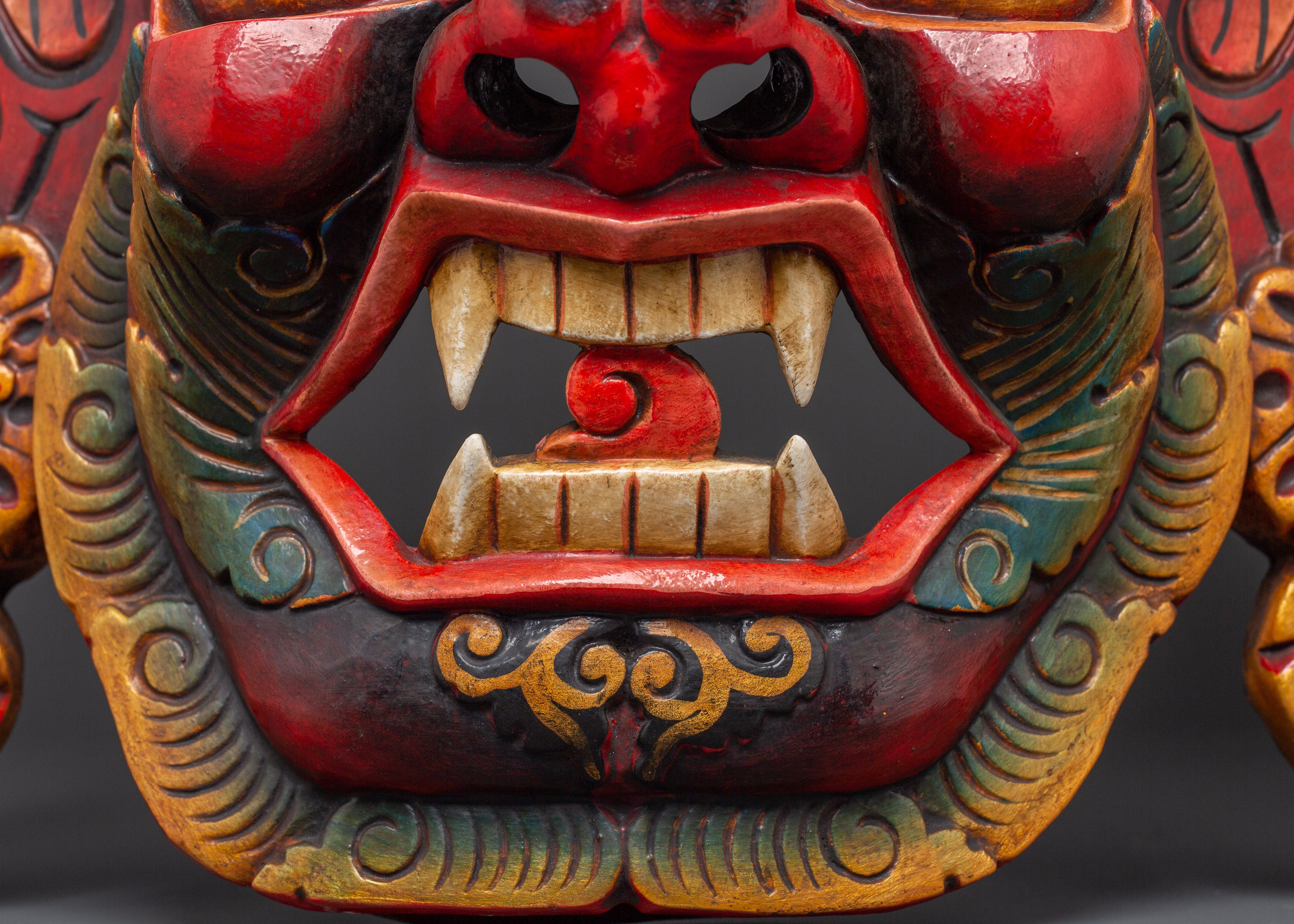 Ritual Fierce Deity Wall Hanging | Handcarved Mahakala Mask