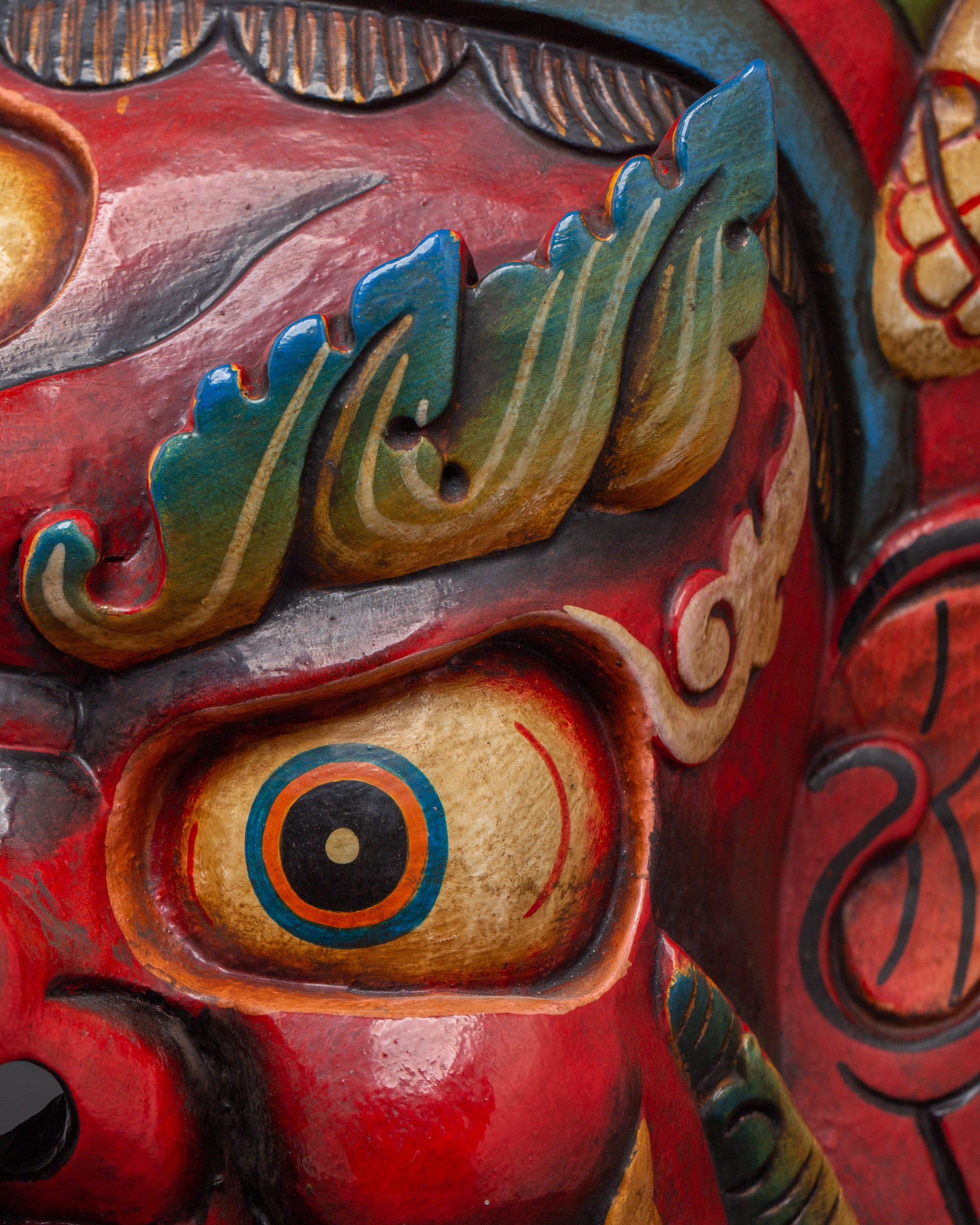Ritual Fierce Deity Wall Hanging | Handcarved Mahakala Mask